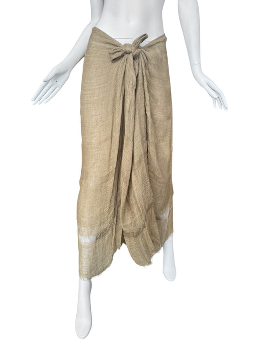 FAYÇAL AMOR SS1993 BEIGE RAW JUTE MAXI SKIRT