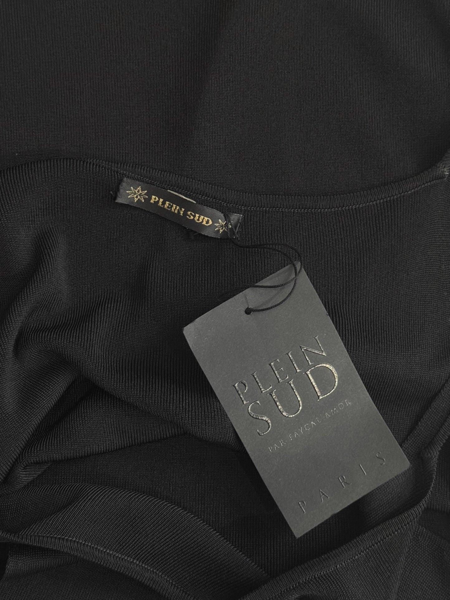 PLEIN SUD 2000s BLACK ASYMMETRICAL TANK TOP