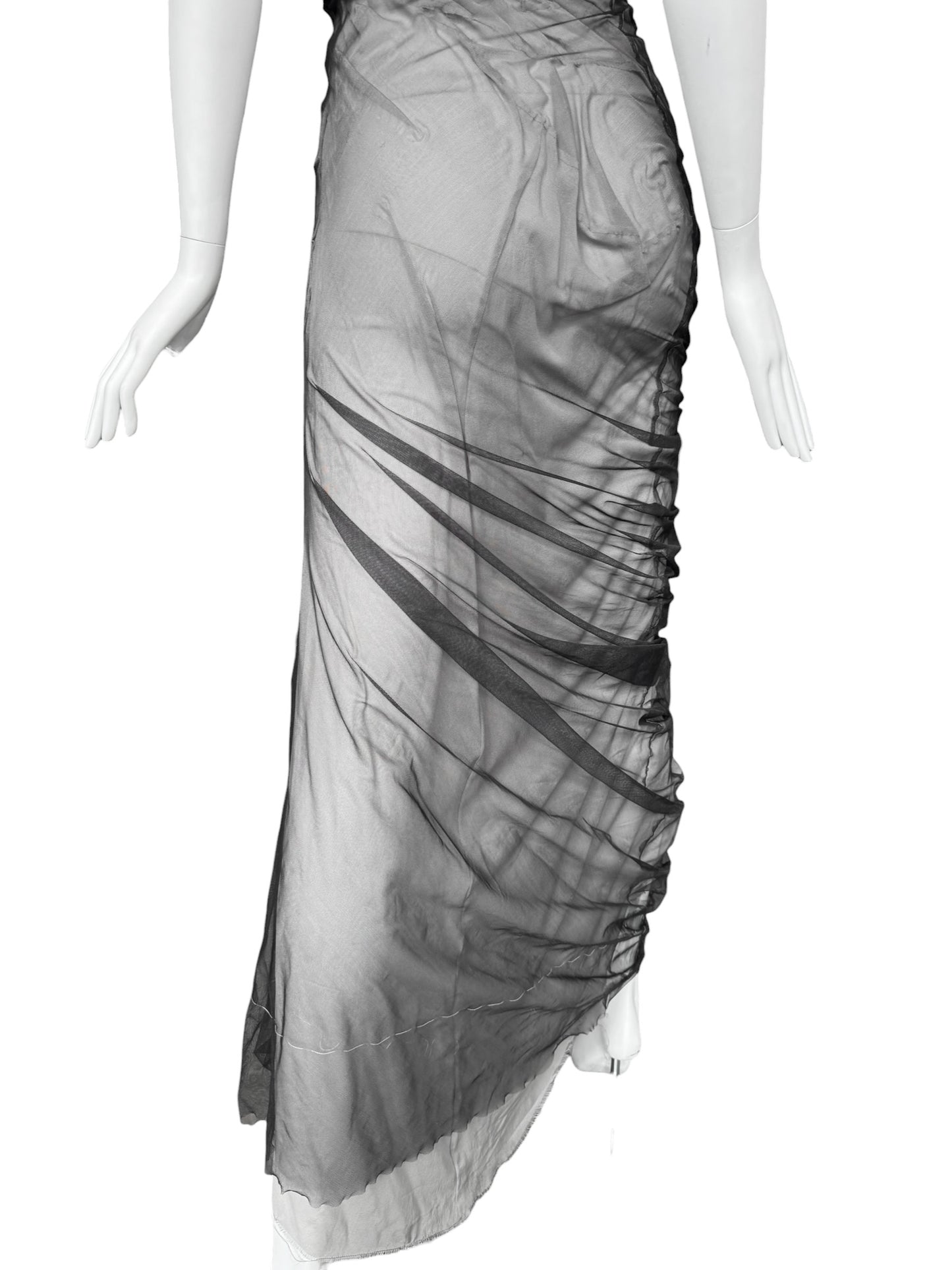 MAISON MARGIELA SS2021 BY JOHN GALLIANO BLACK & WHITE LAYERED DRAPÉ MAXI DRESS