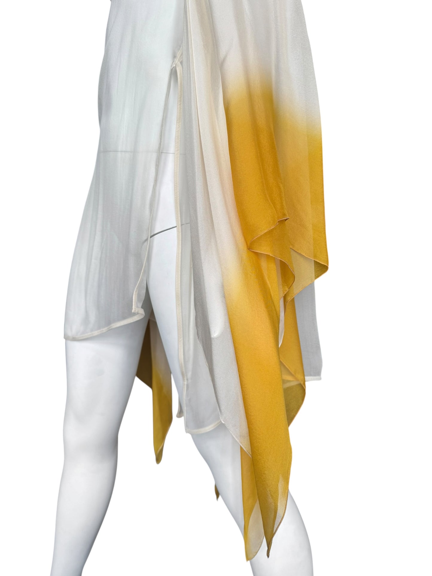 RICK OWENS SS2022 ‘FOGACHINE’ WHITE & YELLOW SILK TOP