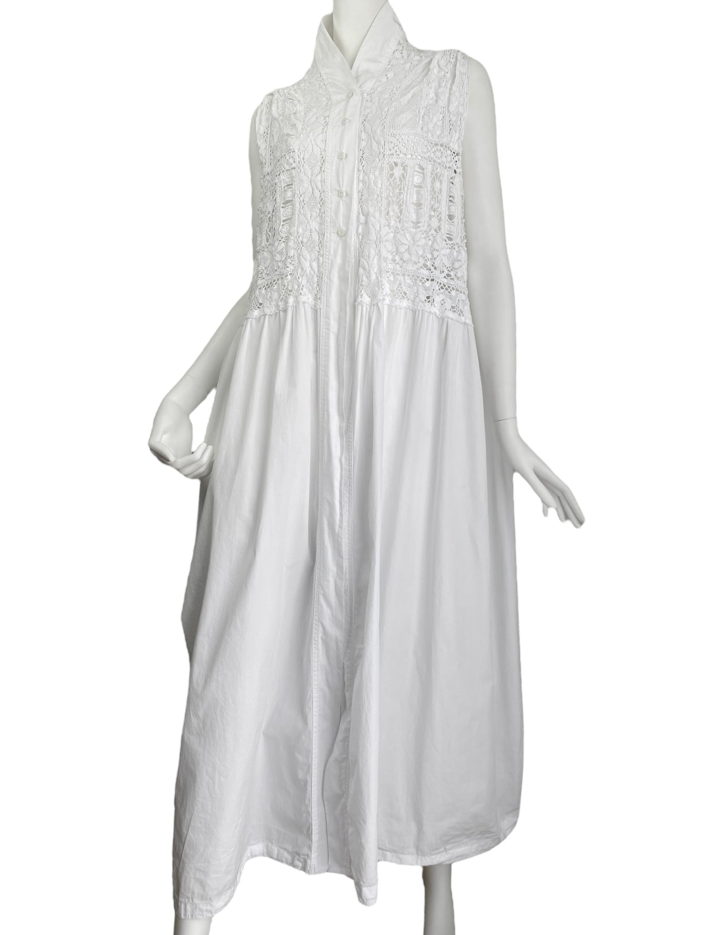 MARC LE BIHAN 2000s WHITE LACE MAXI COAT/DRESS