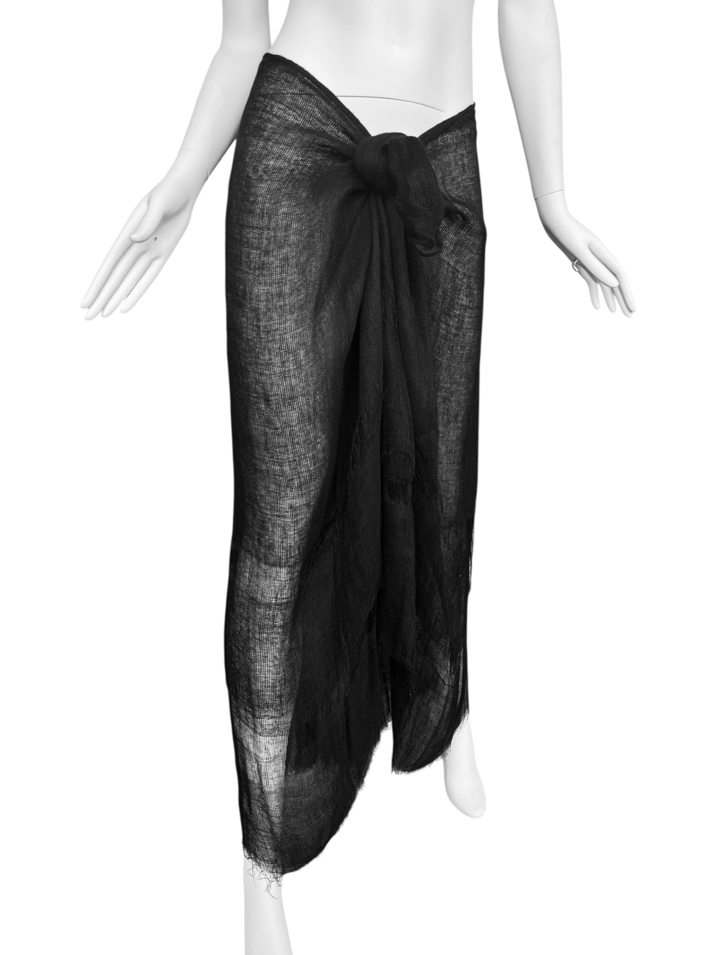 FAYÇAL AMOR SS1993 BLACK RAW JUTE MAXI SKIRT