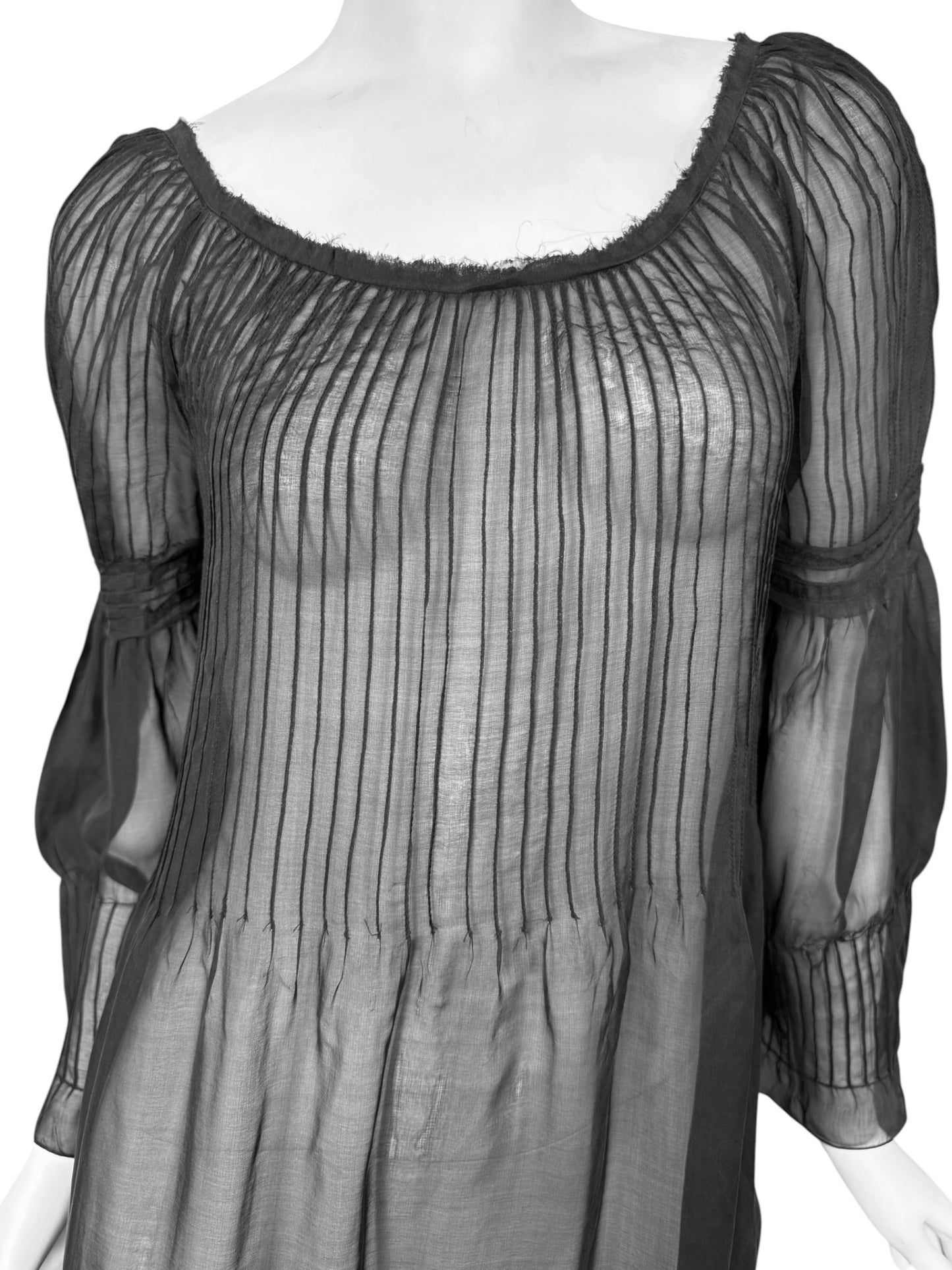 PHILOSOPHY DI ALBERTA FERRETTI 2000s BLACK SILK SHEER MINI DRESS