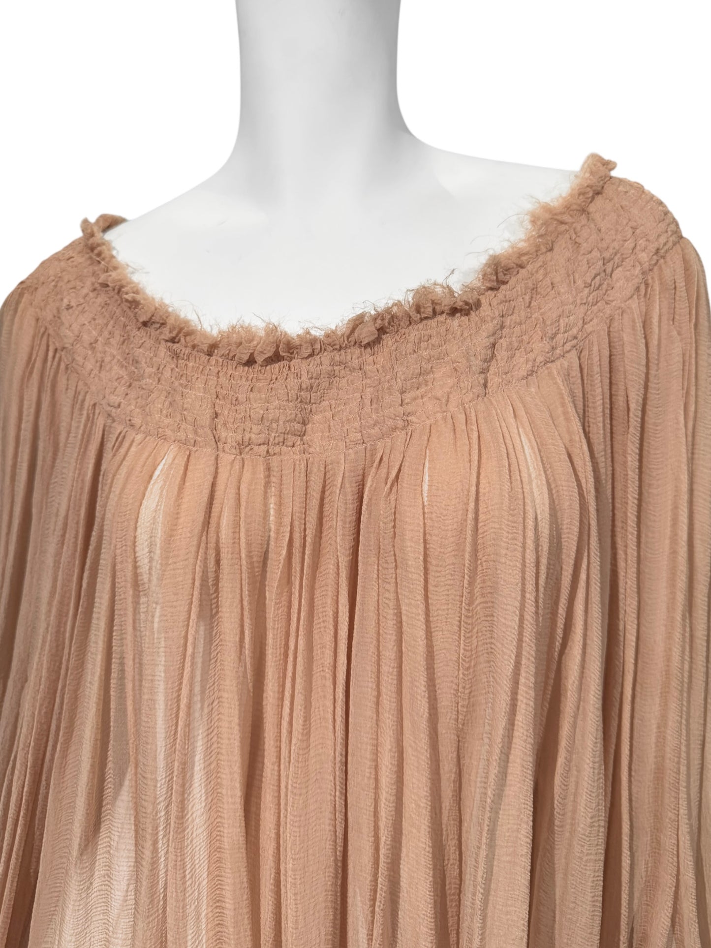 ALEXANDER MCQUEEN SS2003 «IRERE» BLUSH NUDE SILK BLOUSE/DRESS