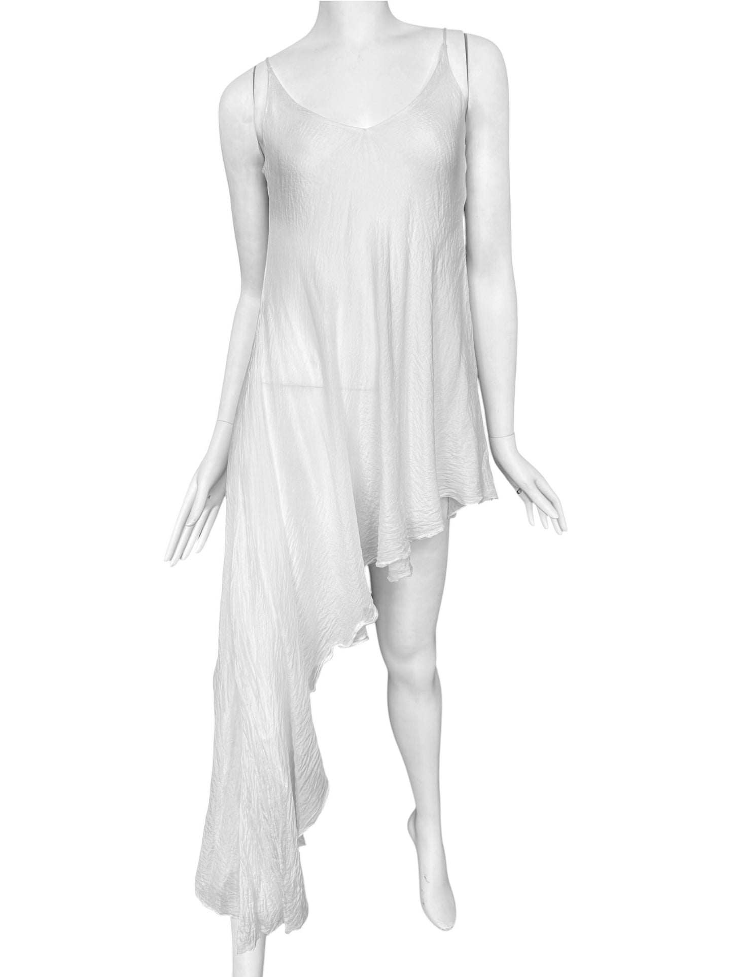 MARC LE BIHAN 2020s WHITE SILK ASYMMETRICAL TOP