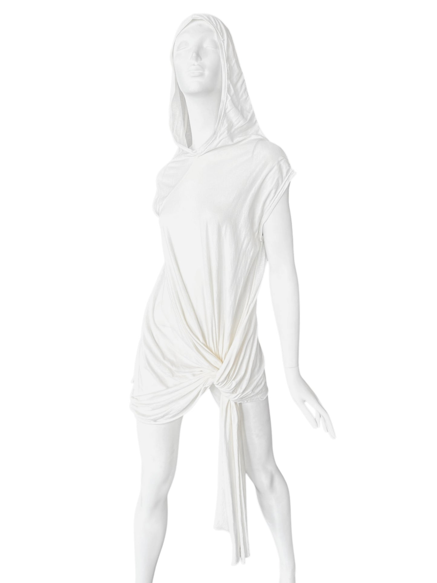 MARC LE BIHAN 2020s WHITE DRAPED HOODED TOP