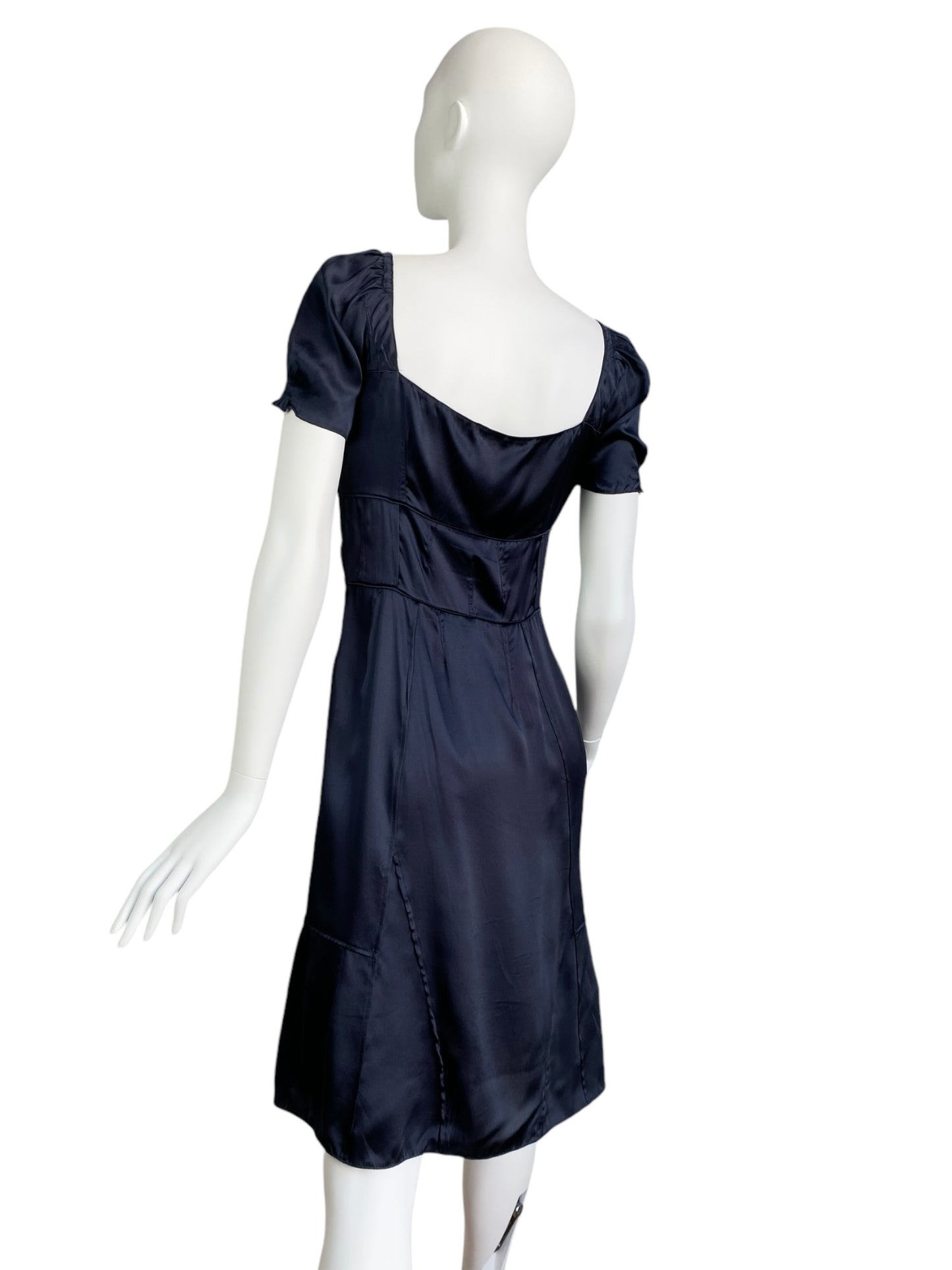 MIU MIU RESORT 2006 NAVY SILK MIDI DRESS