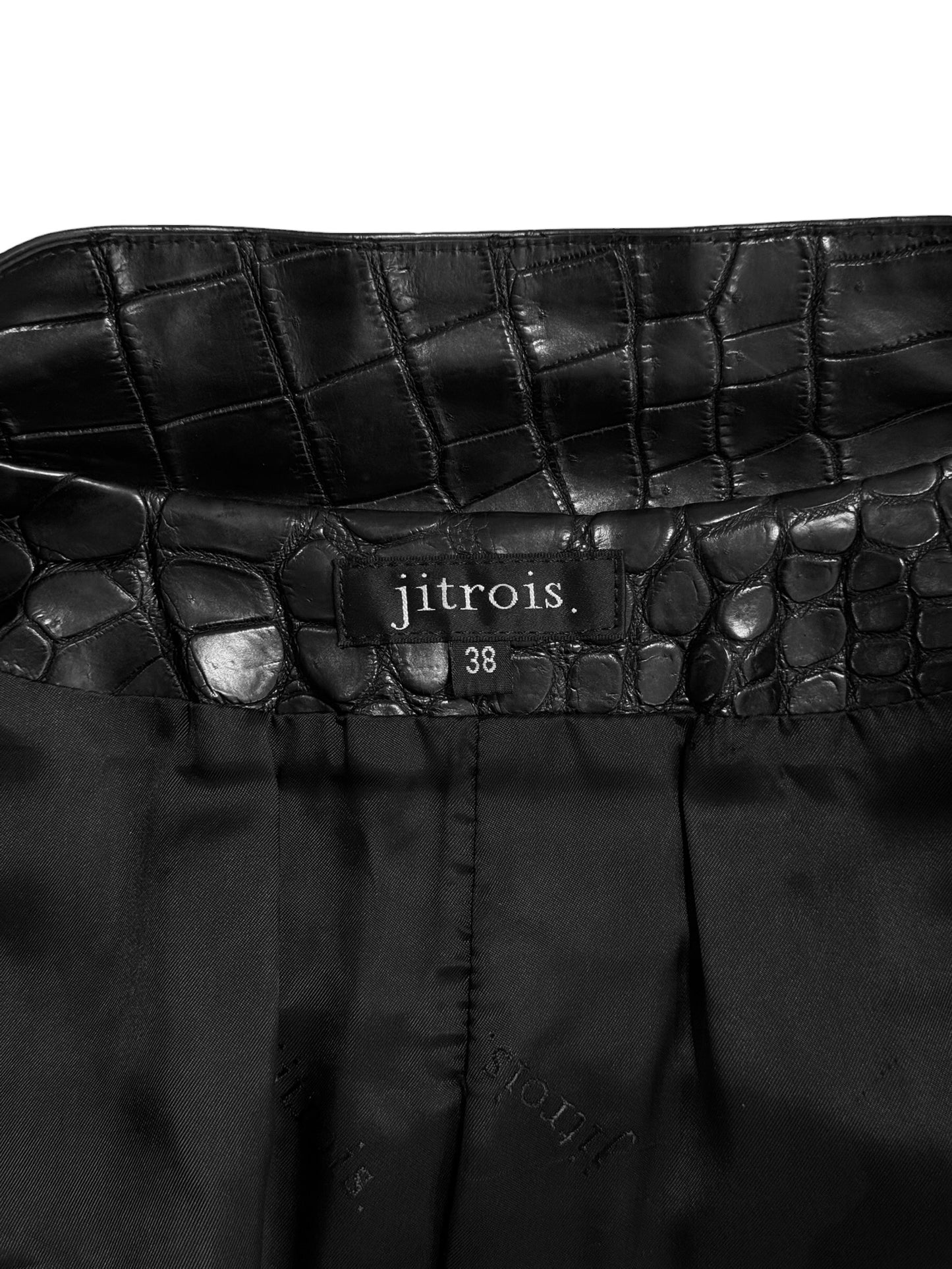 JITROIS 2000s BLACK CROCODILE LEATHER JACKET
