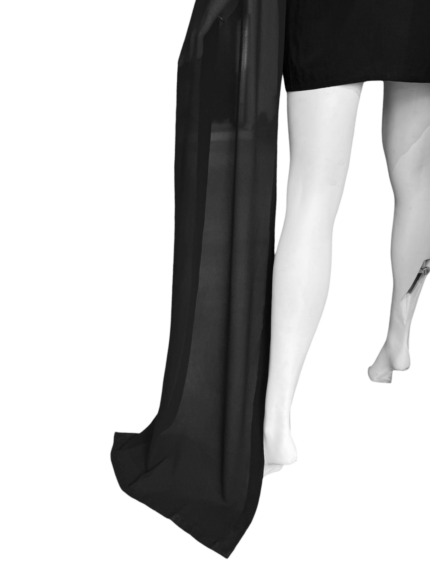 ANN DEMEULEMEESTER SS2013 BLACK SILK MAXI SLEEVES MINI DRESS