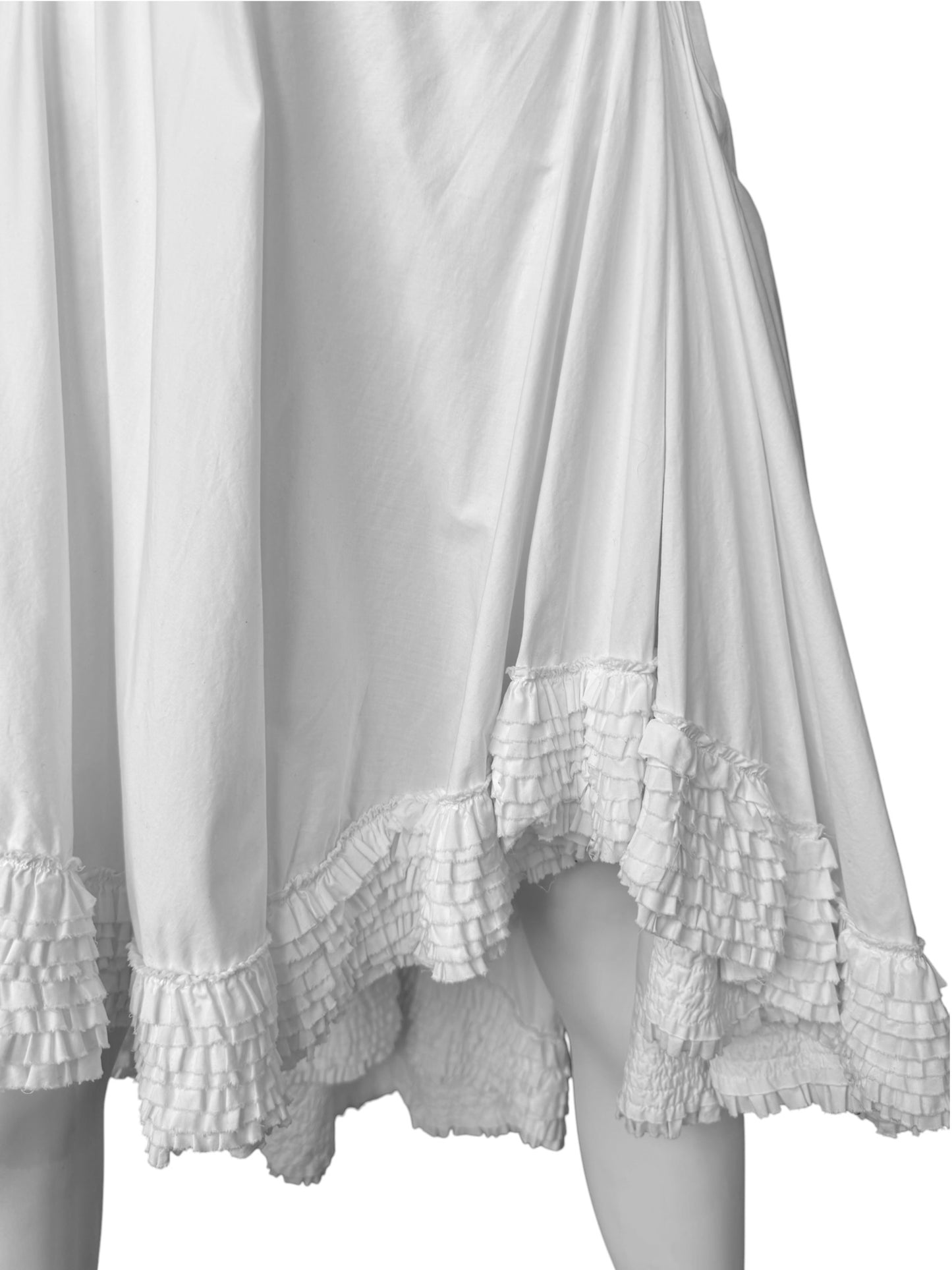 ALEXANDER MCQUEEN SS2002 ‘THE DANCE OF THE TWISTED BULL’ WHITE RUFFLES MIDI SKIRT