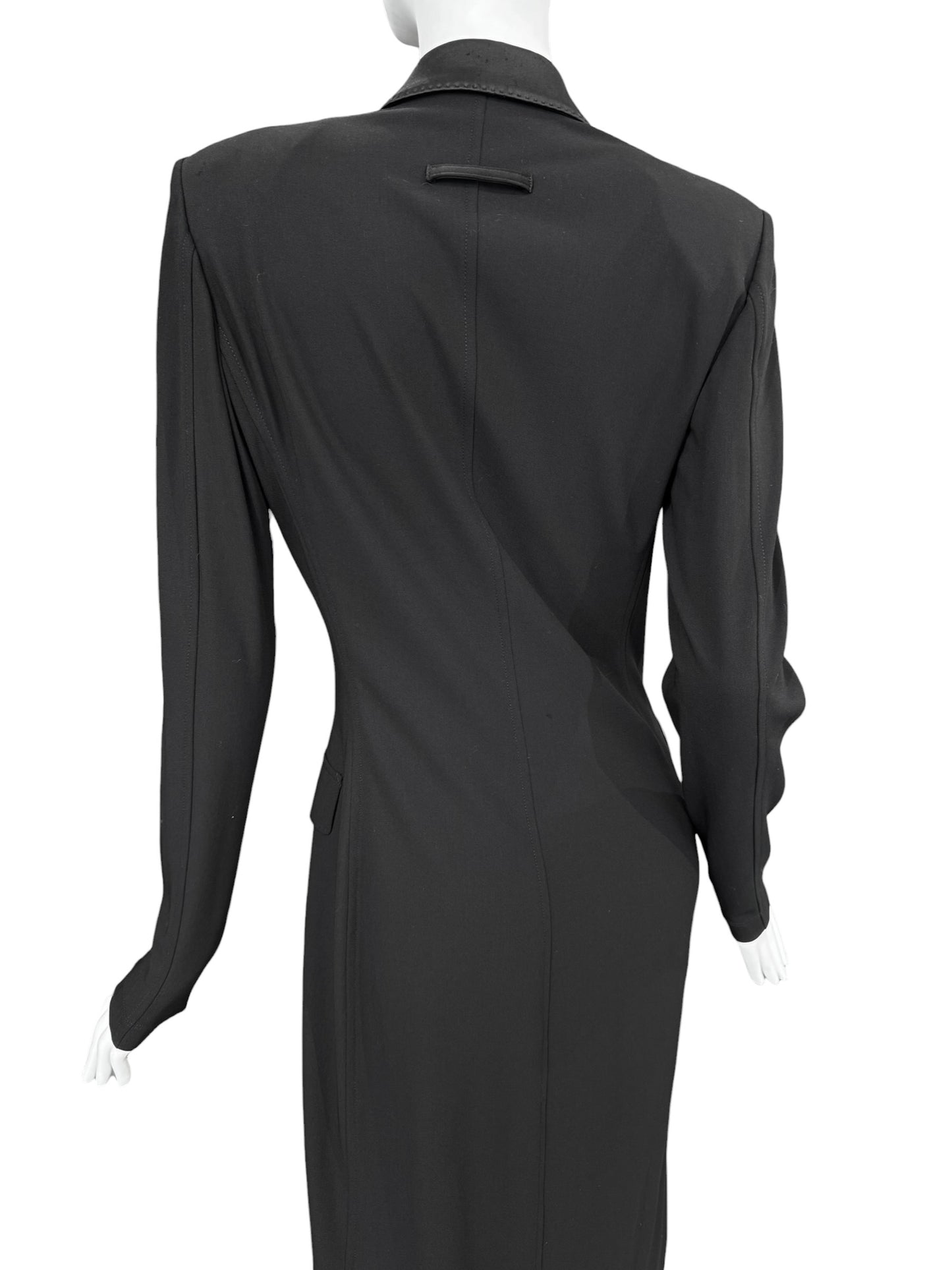 JEAN PAUL GAULTIER 2000s BLACK WOOL DOUBLE BREASTED MAXI DRESS