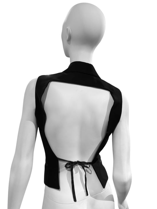 EXTÈ 1990s BLACK BACKLESS WAISTCOAT