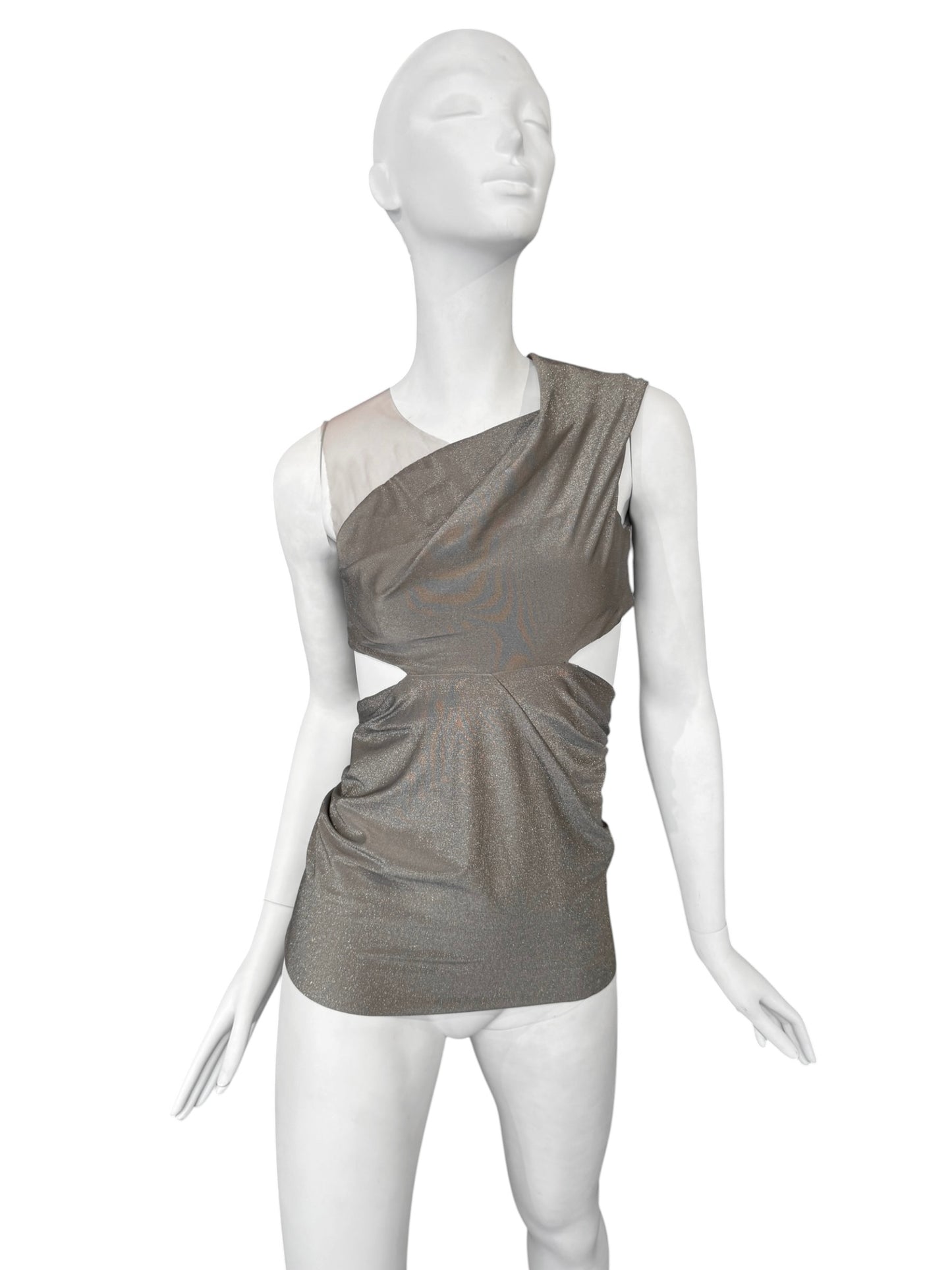 RICK OWENS LILIES 2020s GREY CUT OUT ASYMMETRICAL TANK TOP