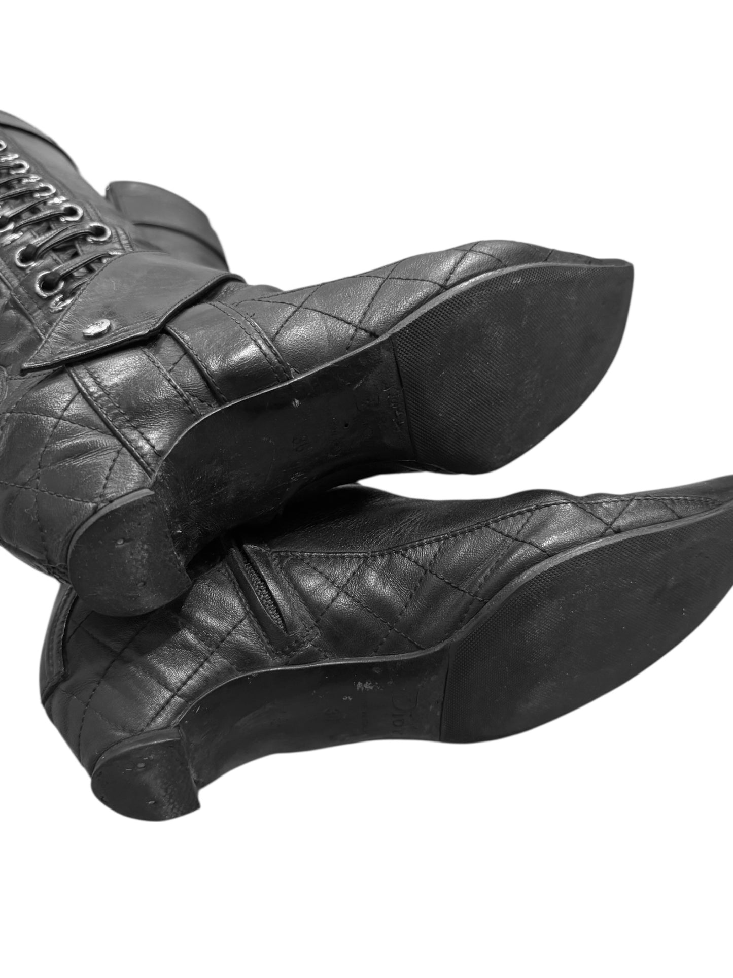 DIOR FW2005 BY JOHN GALLIANO BLACK LEATHER BOOTS