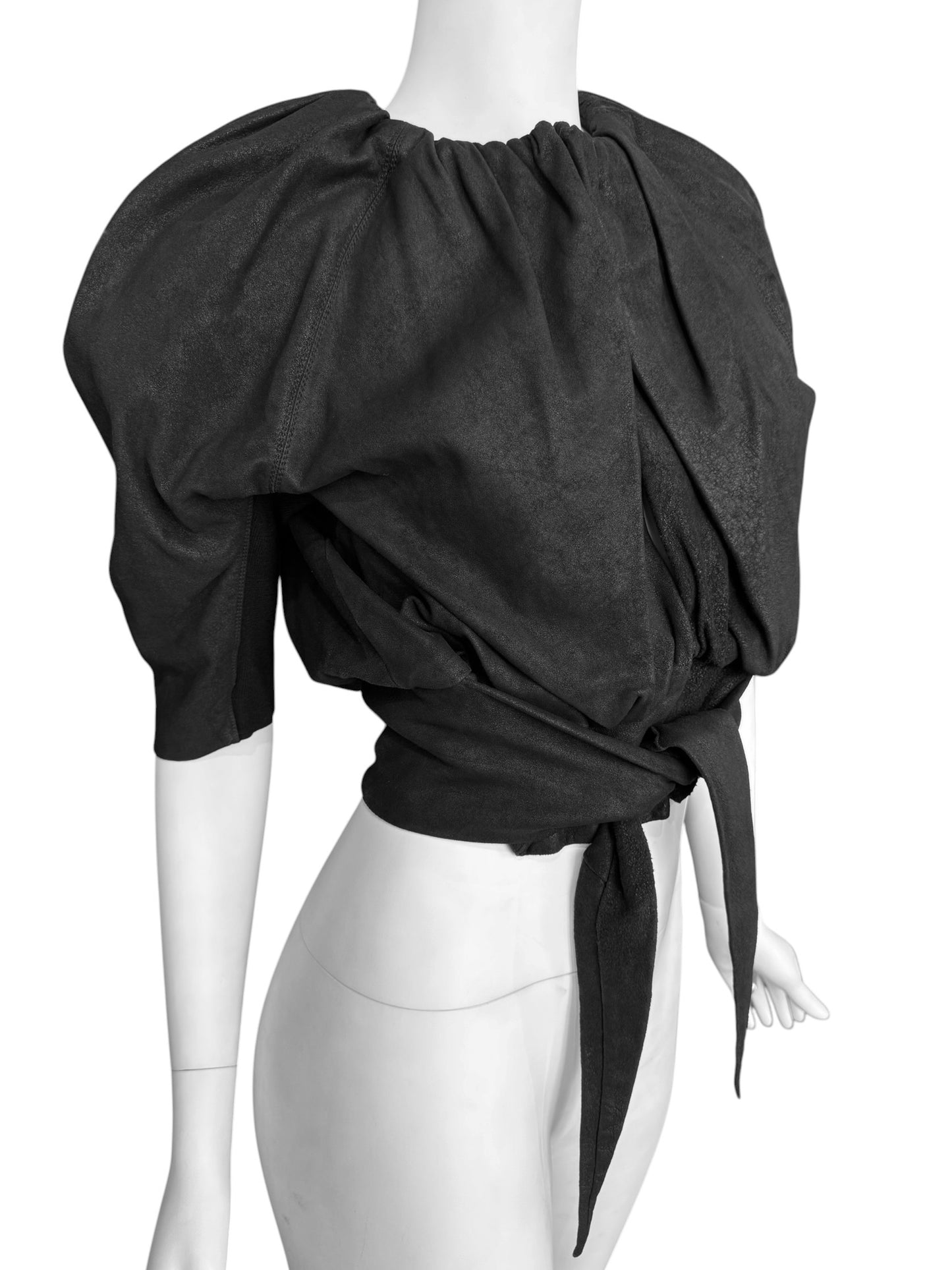 RICK OWENS SS2009 «STRUTTER» BLACK LEATHER BUBBLE JACKET