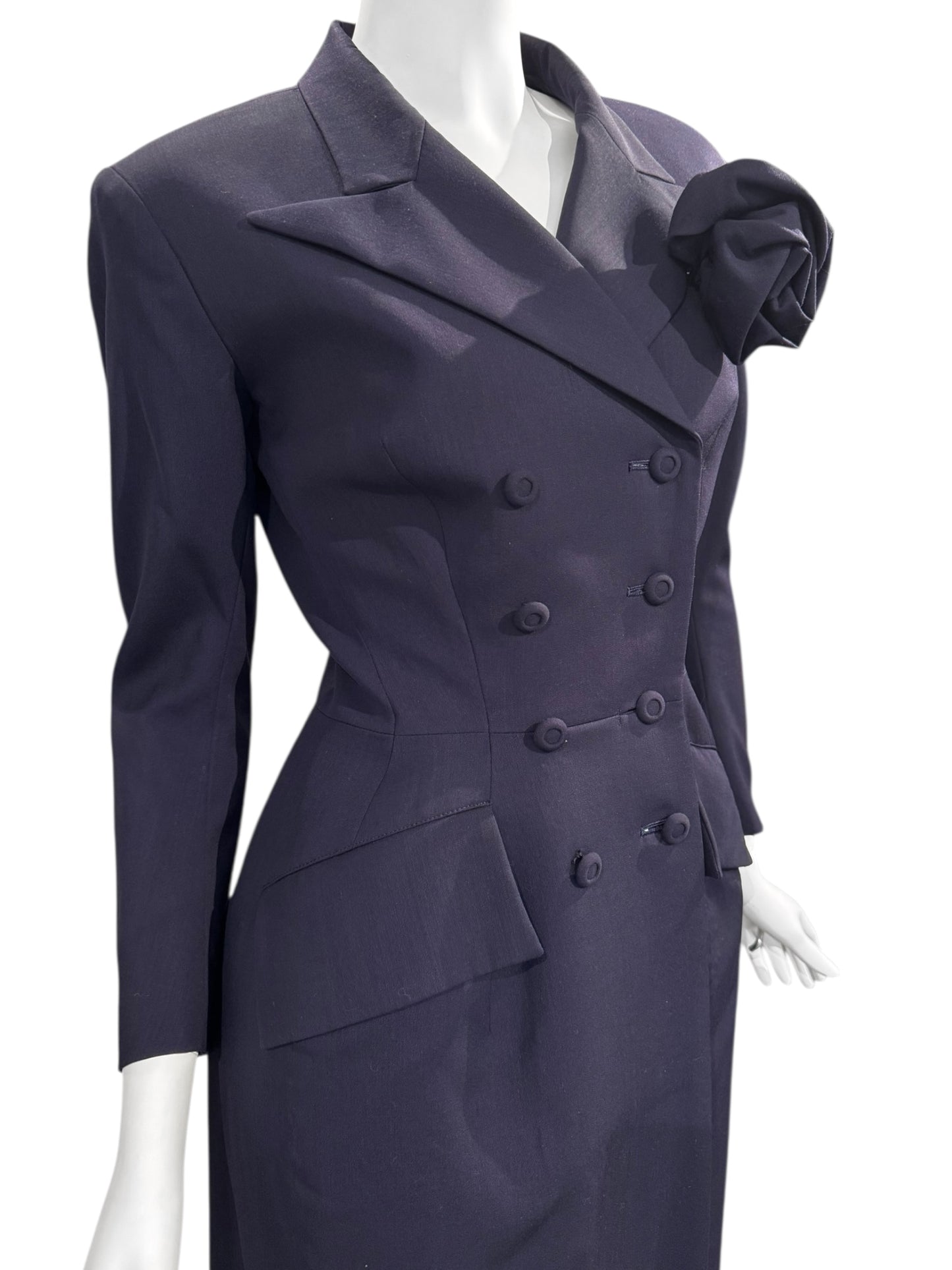 YOHJI YAMAMOTO SS1997 PURPLE WOOL DOUBLE BREASTED MAXI COAT