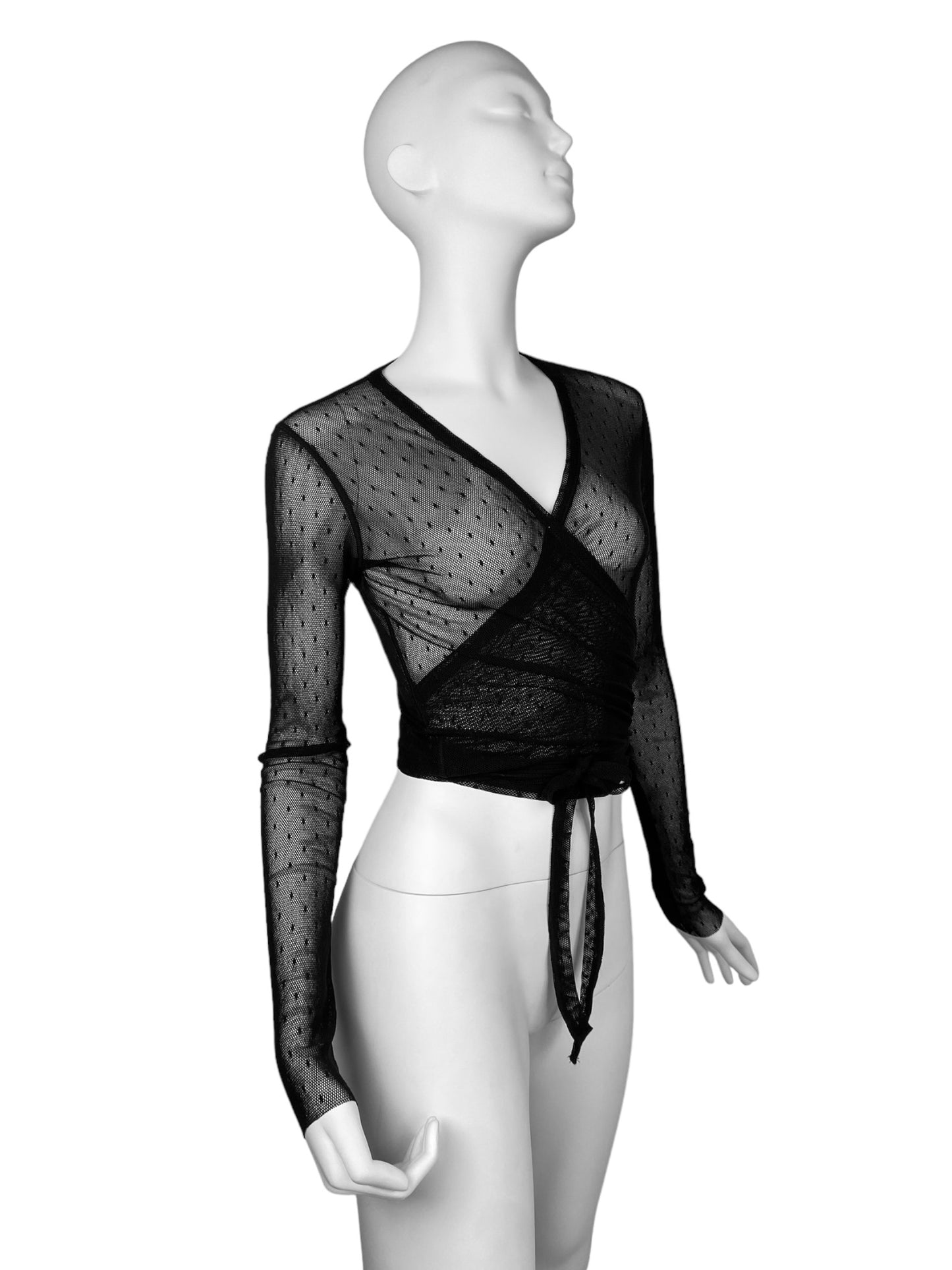 JEAN-PAUL GAULTIER 2000s BLACK MESH WRAP TOP