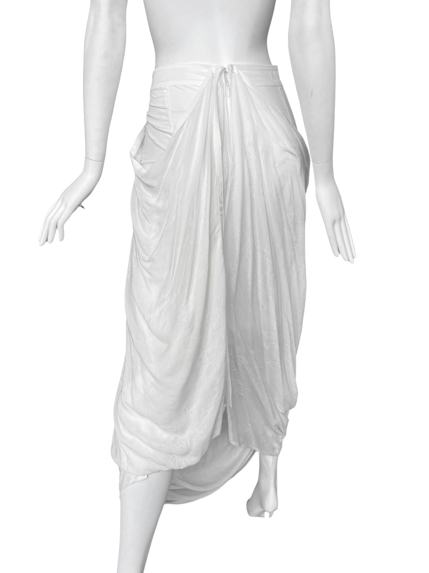 MARC LE BIHAN 2020s WHITE DRAPED MAXI SKIRT
