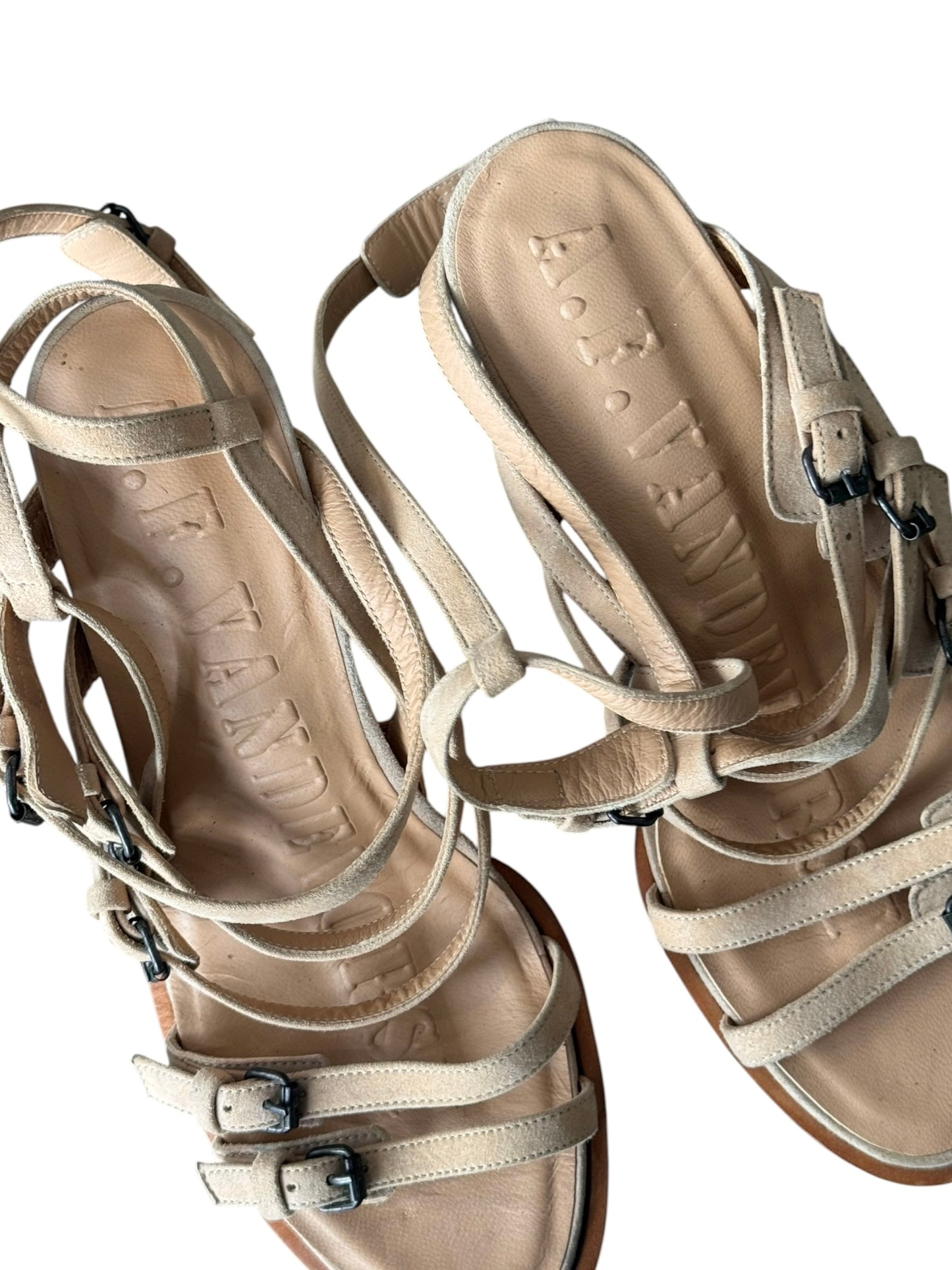 A.F. VANDEVORST 2010s BEIGE SUEDE LEATHER STRAPPY HEELS SANDALS