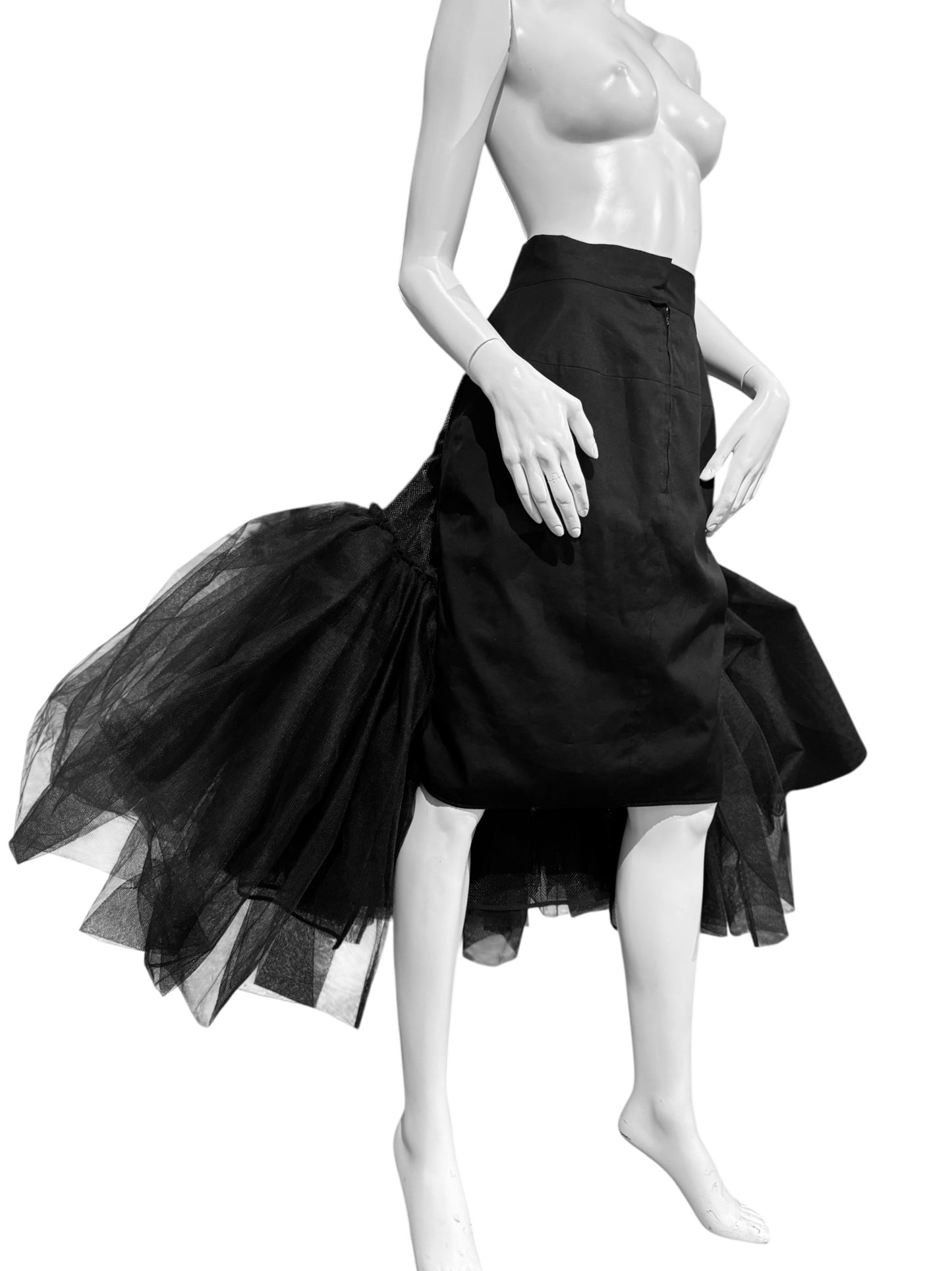 YOHJI YAMAMOTO SS2008 BLACK DRAMATIC TULLE SKIRT