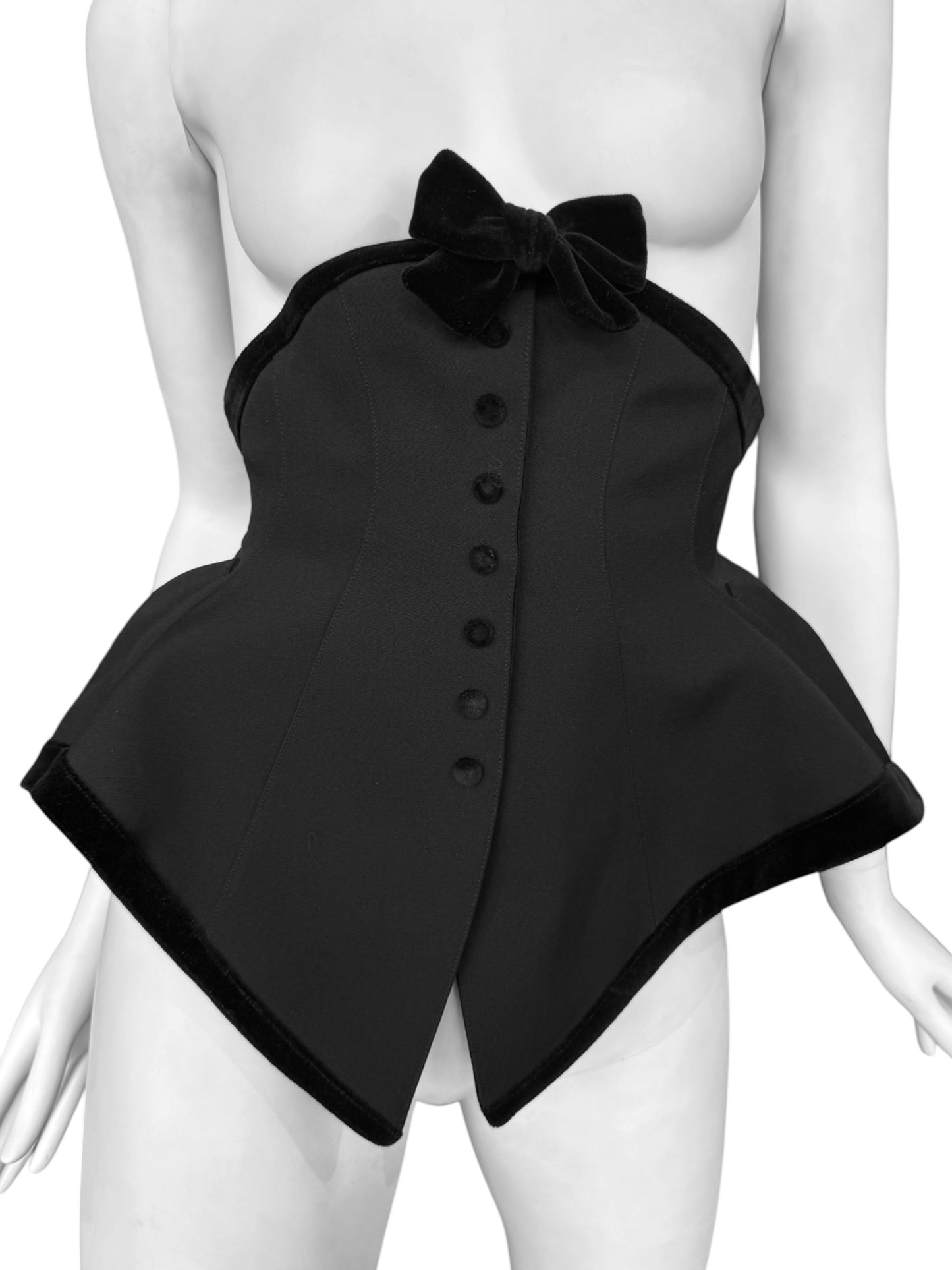 THIERRY MUGLER SS1997 ‘LES INSECTES’ BLACK WOOL HOURGLASS CORSET