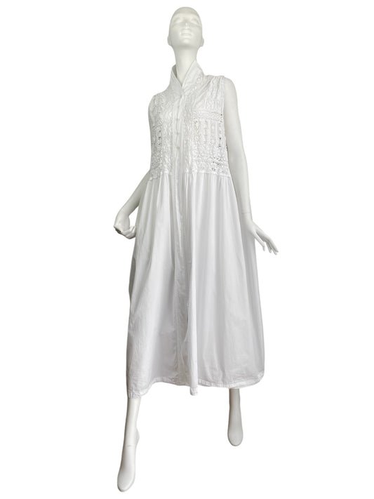 MARC LE BIHAN 2000s WHITE LACE MAXI COAT/DRESS