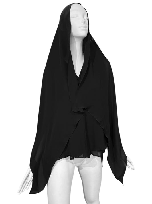 PLEIN SUD 2010s BLACK SILK HOODED TOP