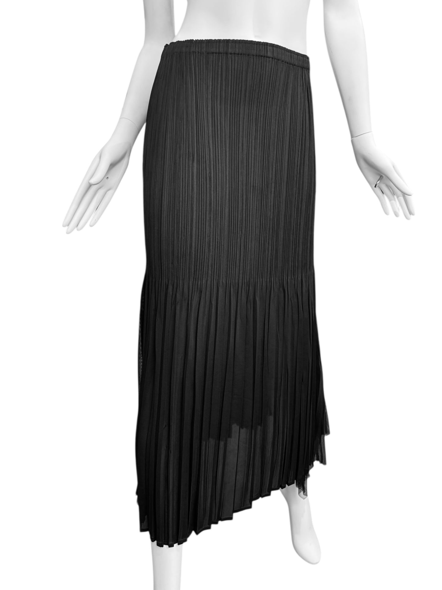 PLEATS PLEASE 2010s BLACK PLEATED MAXI SKIRT