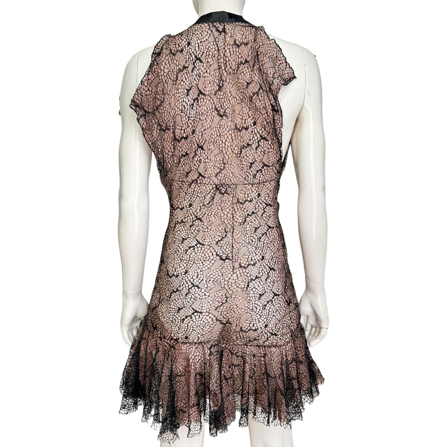 FAYÇAL AMOR SS2003 TULLE & LACE LARGE NECKLINE MINI DRESS (+ MATCHING BRA)