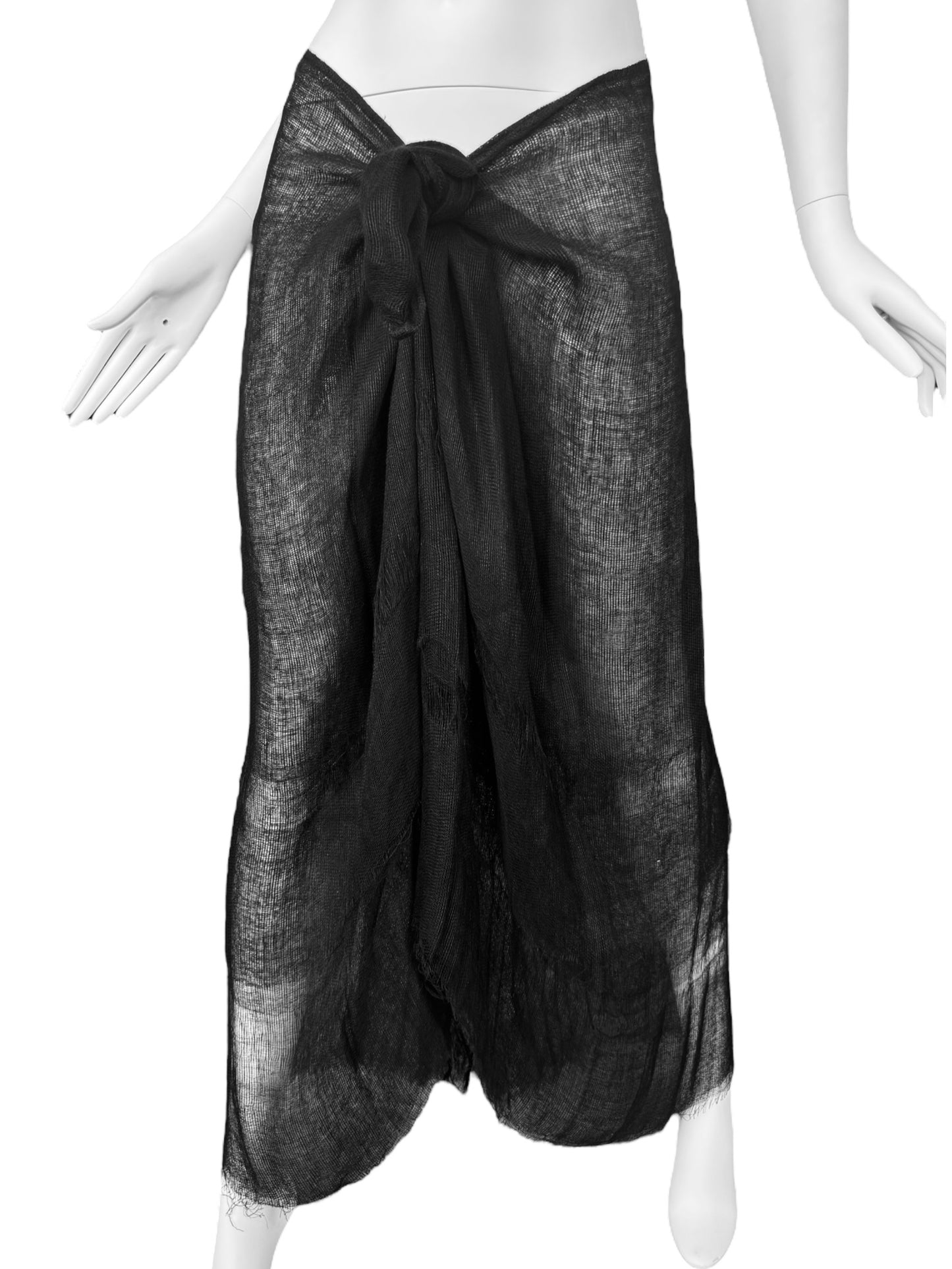 FAYÇAL AMOR SS1993 BLACK RAW JUTE MAXI SKIRT