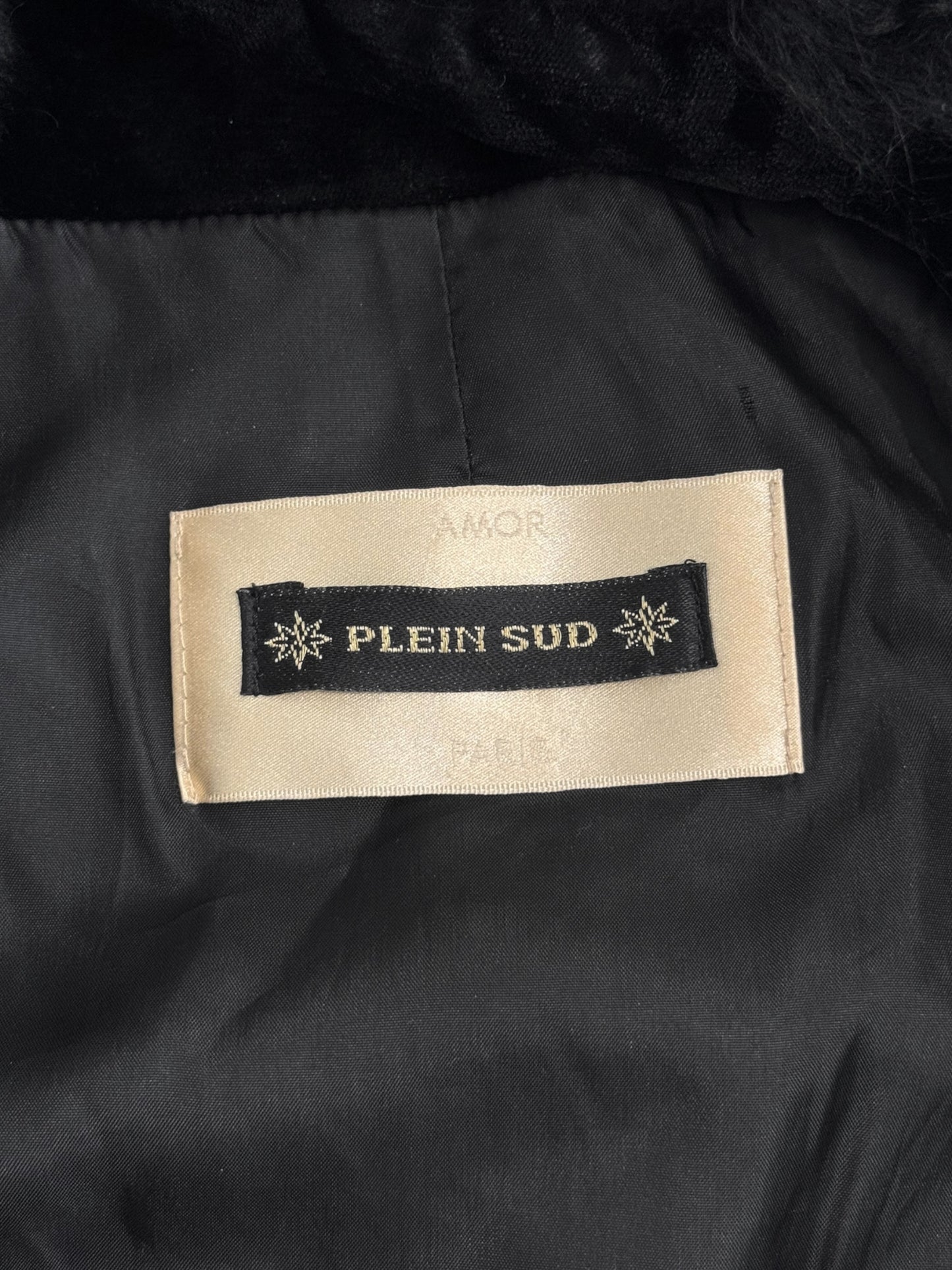 PLEIN SUD FW1994 BLACK VELVET & MONGOLIAN LAMB FUR JACKET