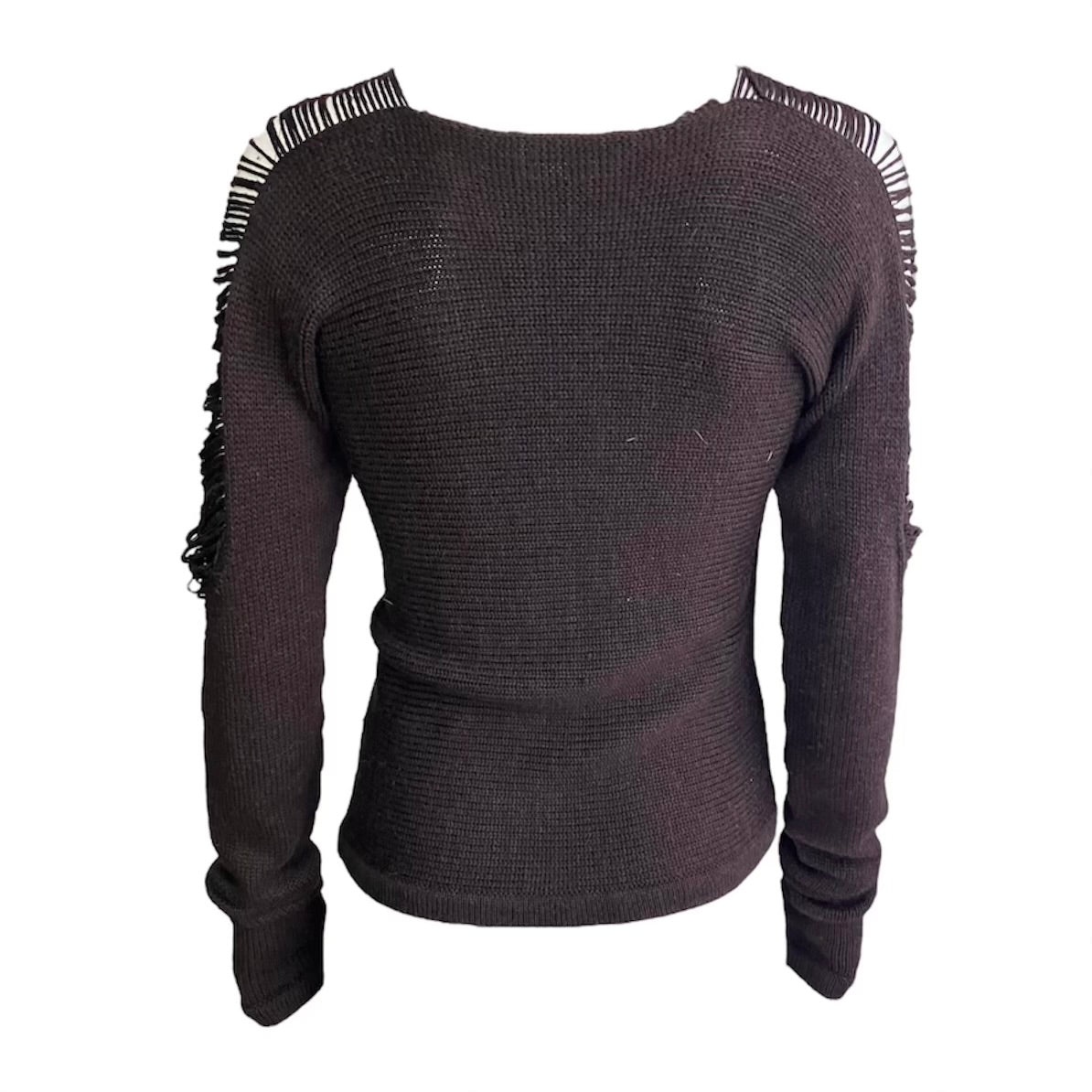 PLEIN SUD 2000s BROWN WOOL DISTRESS SWEATER