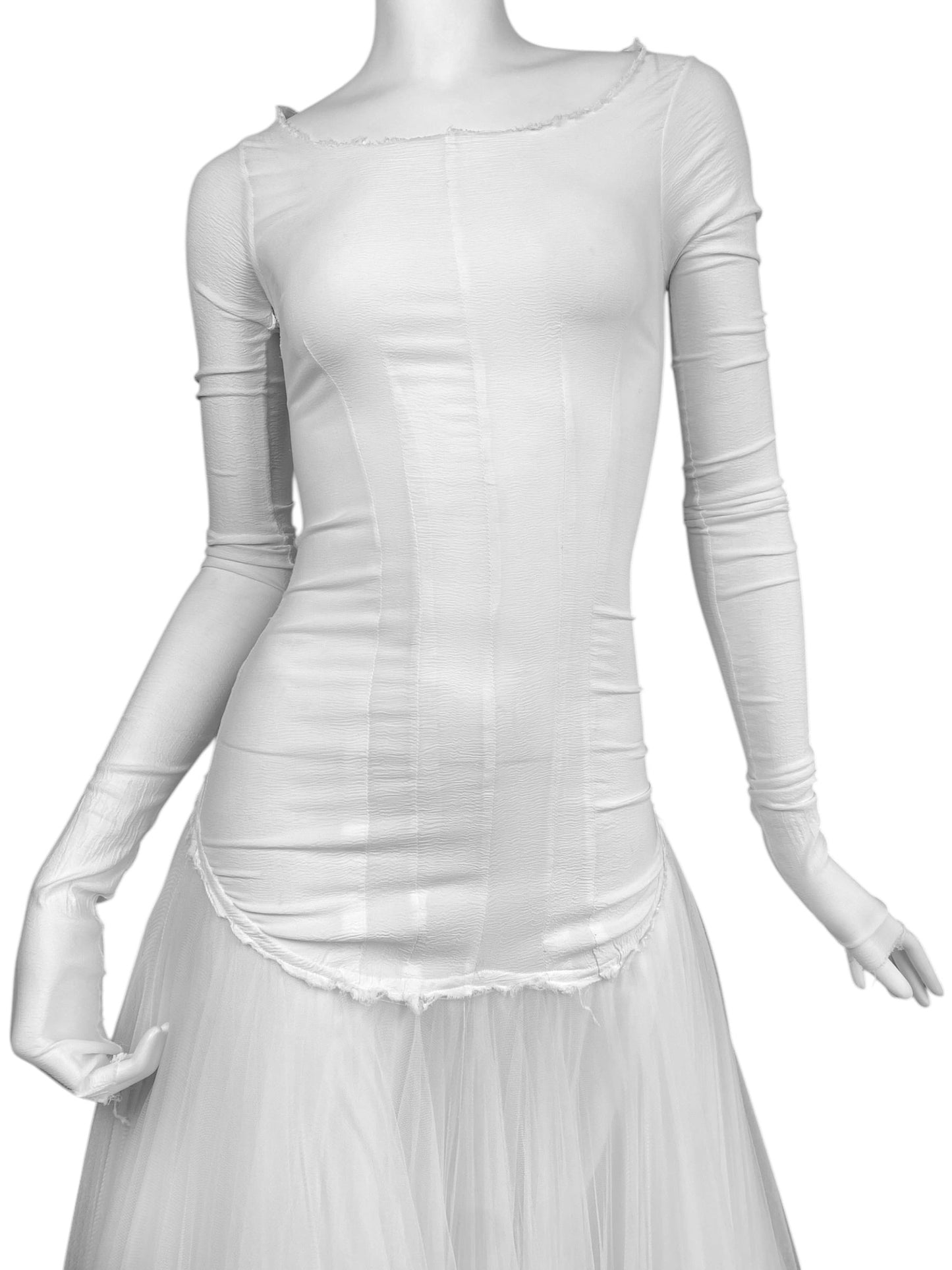 MARC LE BIHAN 2020s WHITE SILK BALLERINA BRIDAL MAXI DRESS