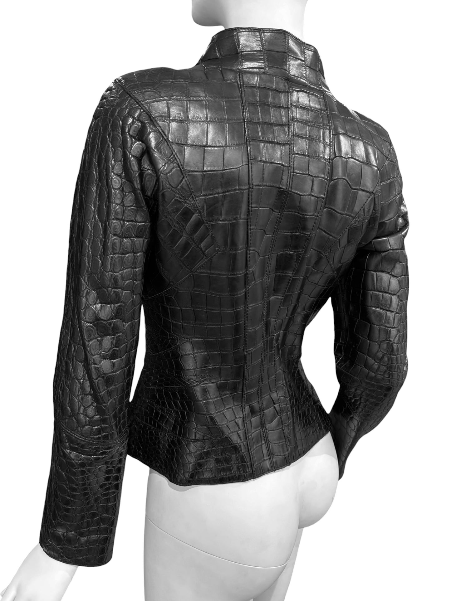 JITROIS 2000s BLACK CROCODILE LEATHER JACKET