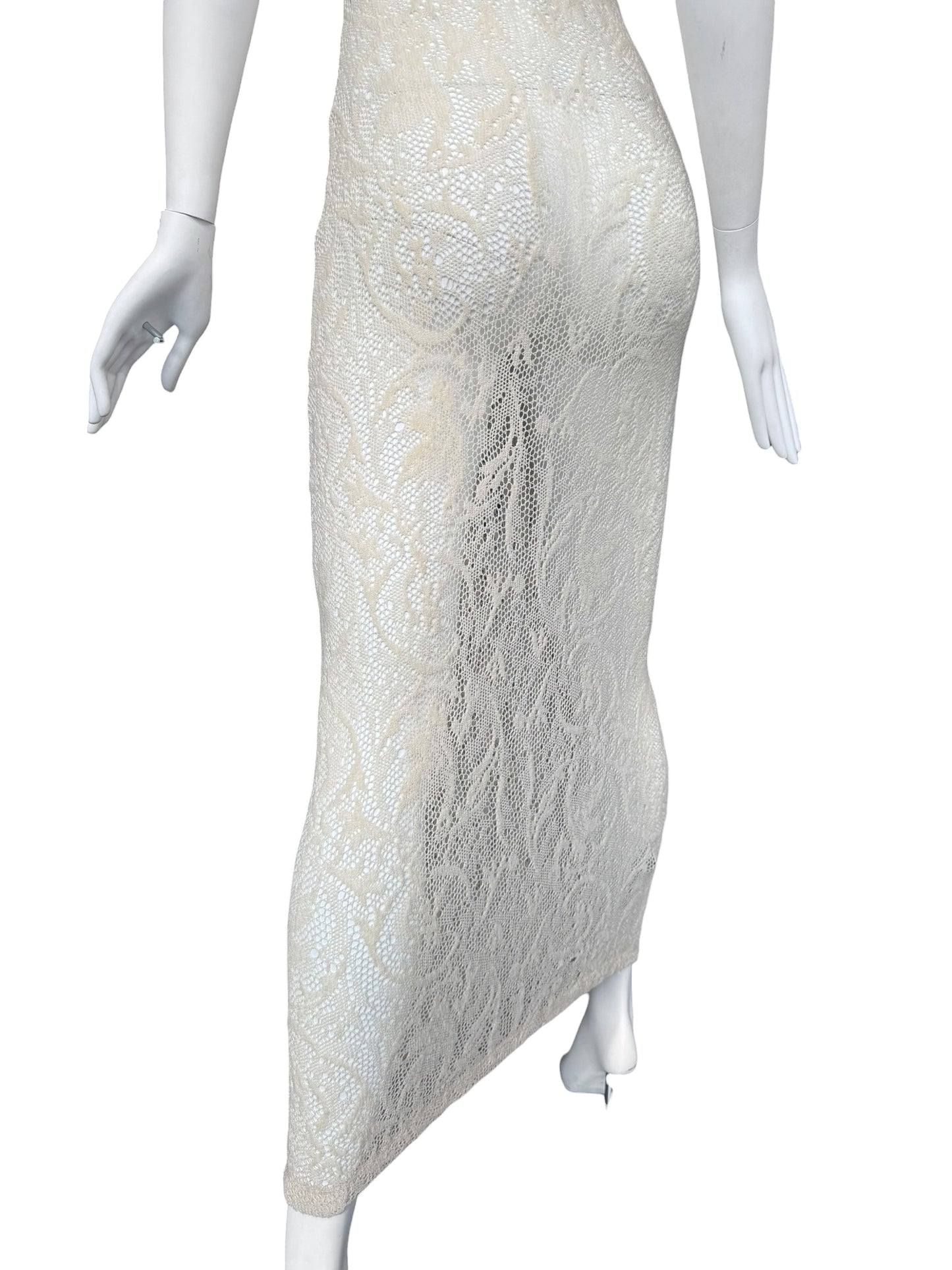 PLEIN SUD SS1993 CREAM WOOL LACE MAXI DRESS