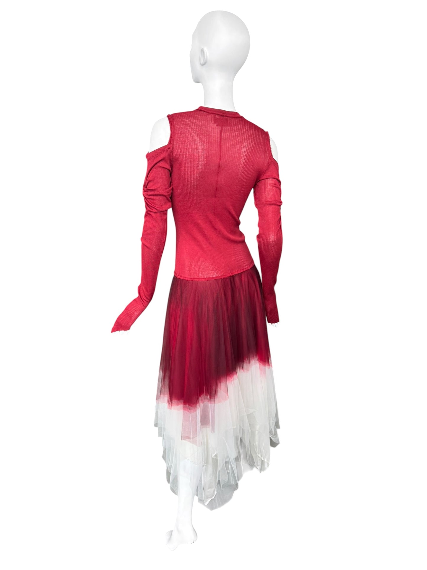 MARC LE BIHAN 2020s RED & WHITE BALLERINA MAXI DRESS