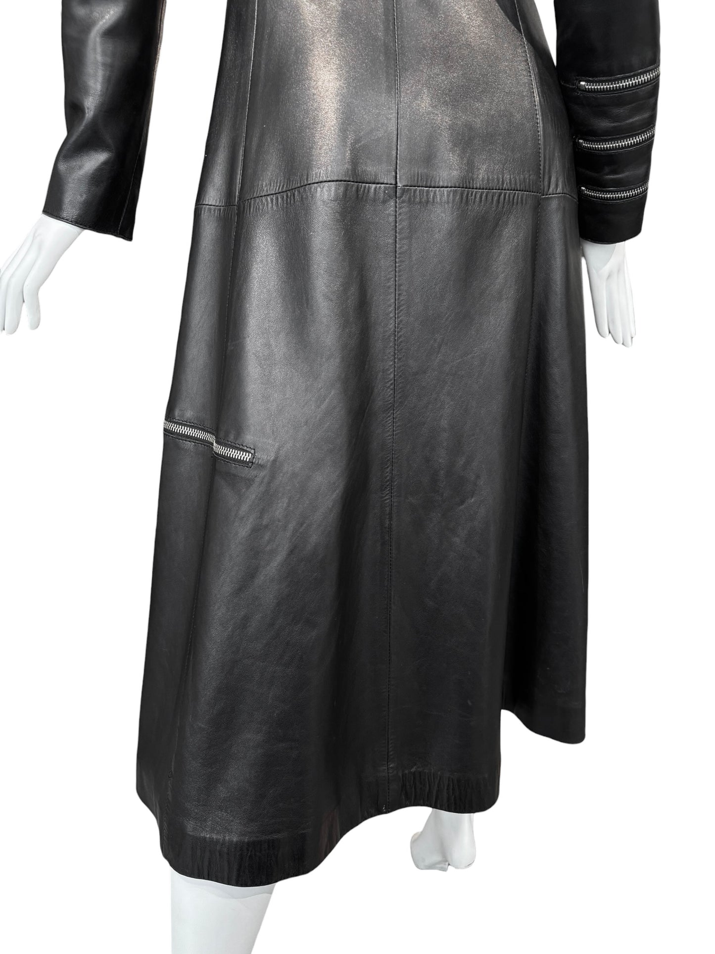 JITROIS 2000s BLACK LEATHER MULTI-ZIP COAT