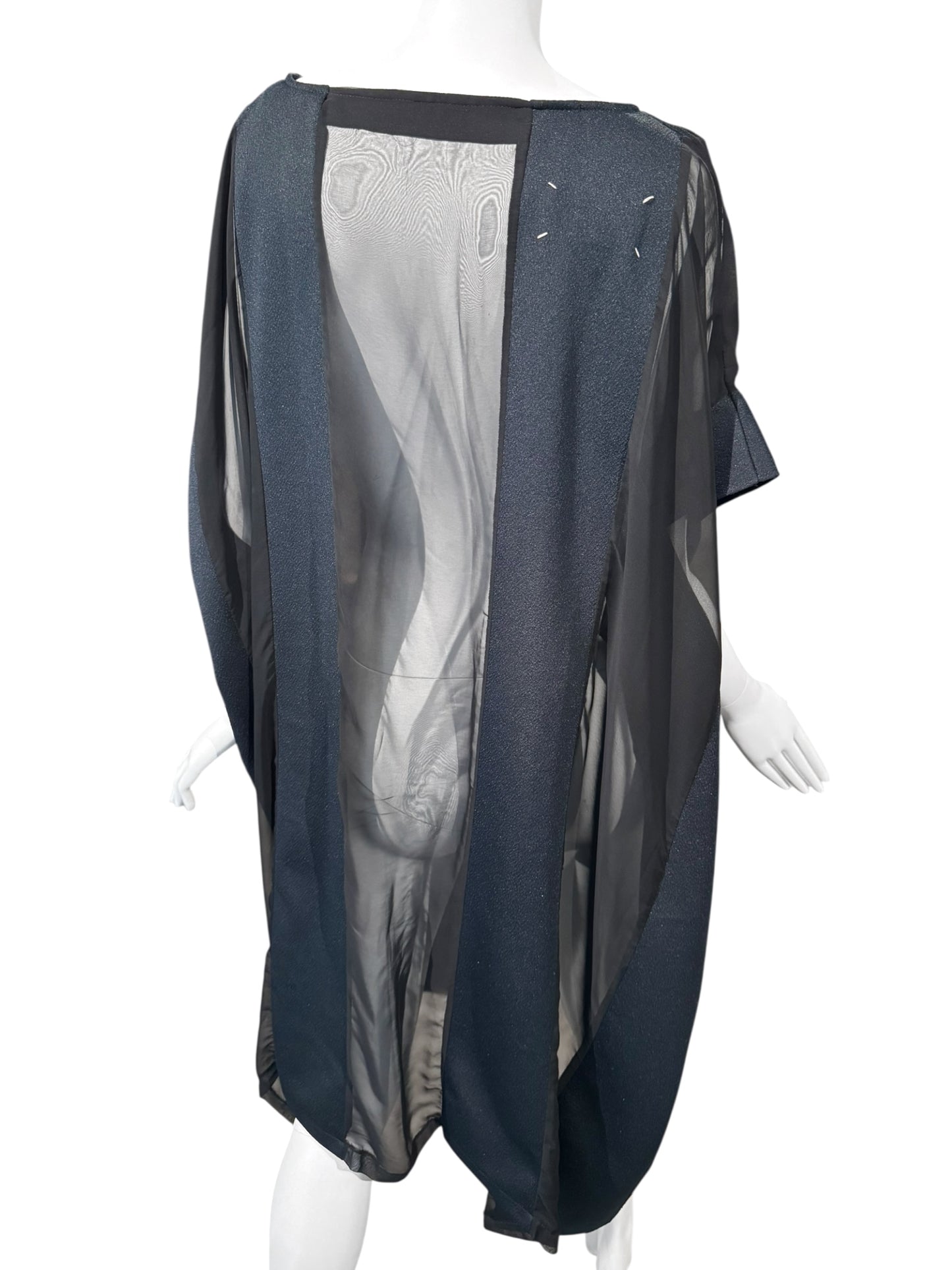 MAISON MARTIN MARGIELA SS2000 ARTISANAL BLACK & NAVY PANELS OVERSIZE DRESS
