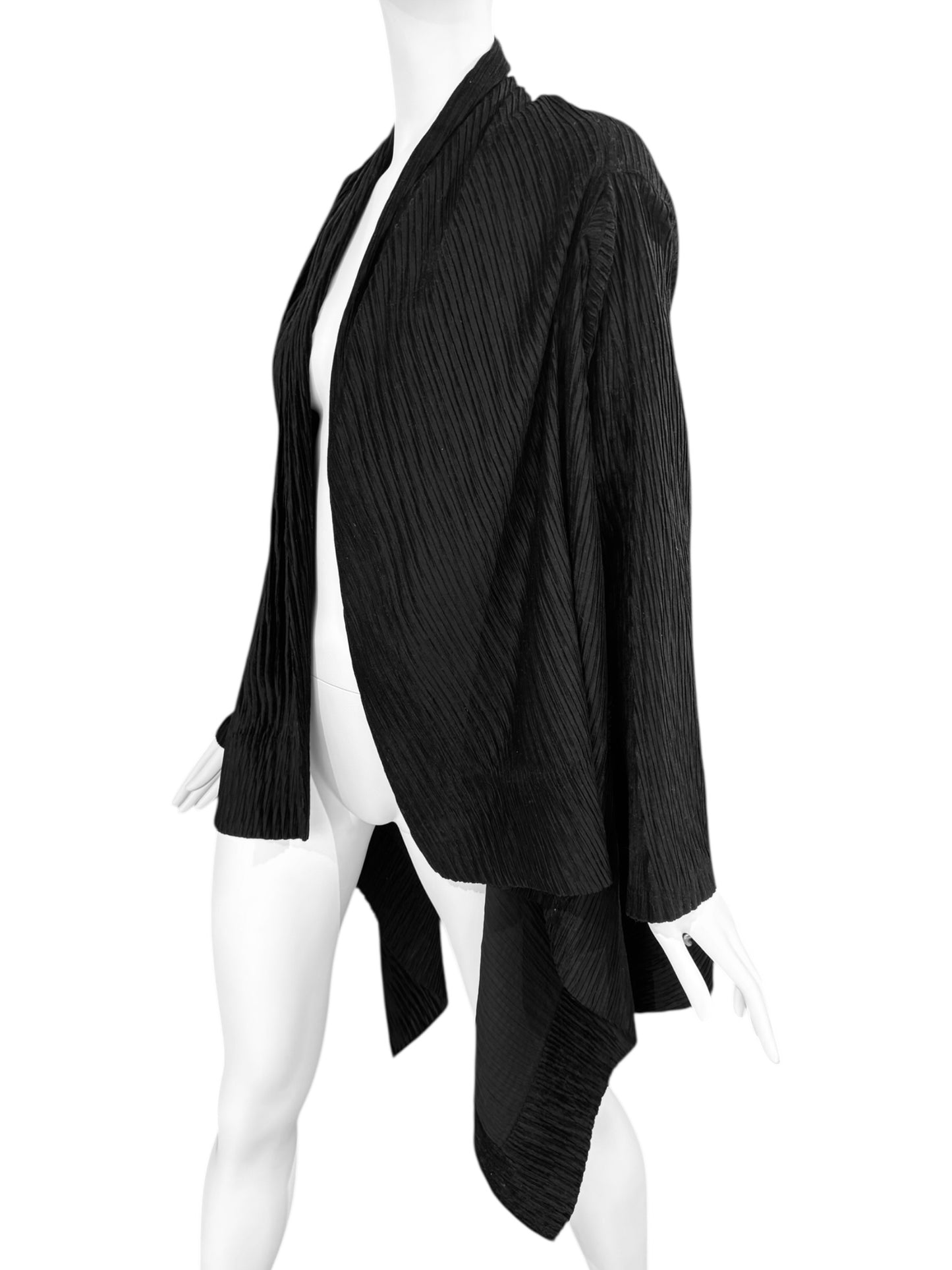 ISSEY MIYAKE 1990s BLACK PLEATED CARDIGAN