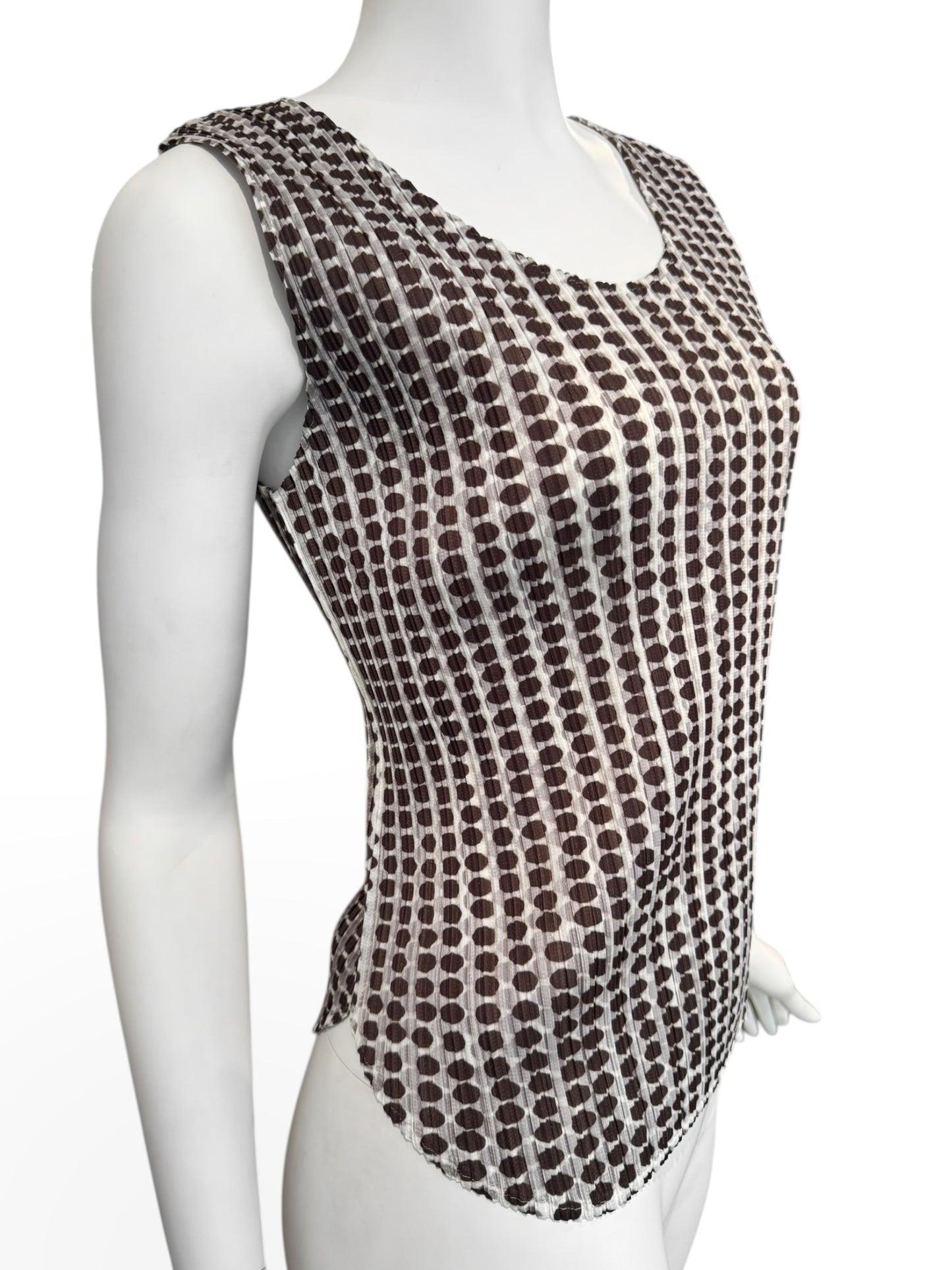 PLEATS PLEASE 2010s BROWN POLKA DOT TANK TOP