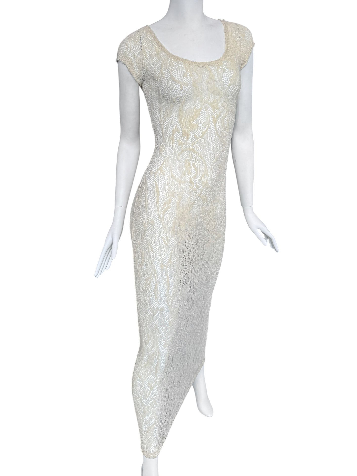 PLEIN SUD SS1993 CREAM WOOL LACE MAXI DRESS