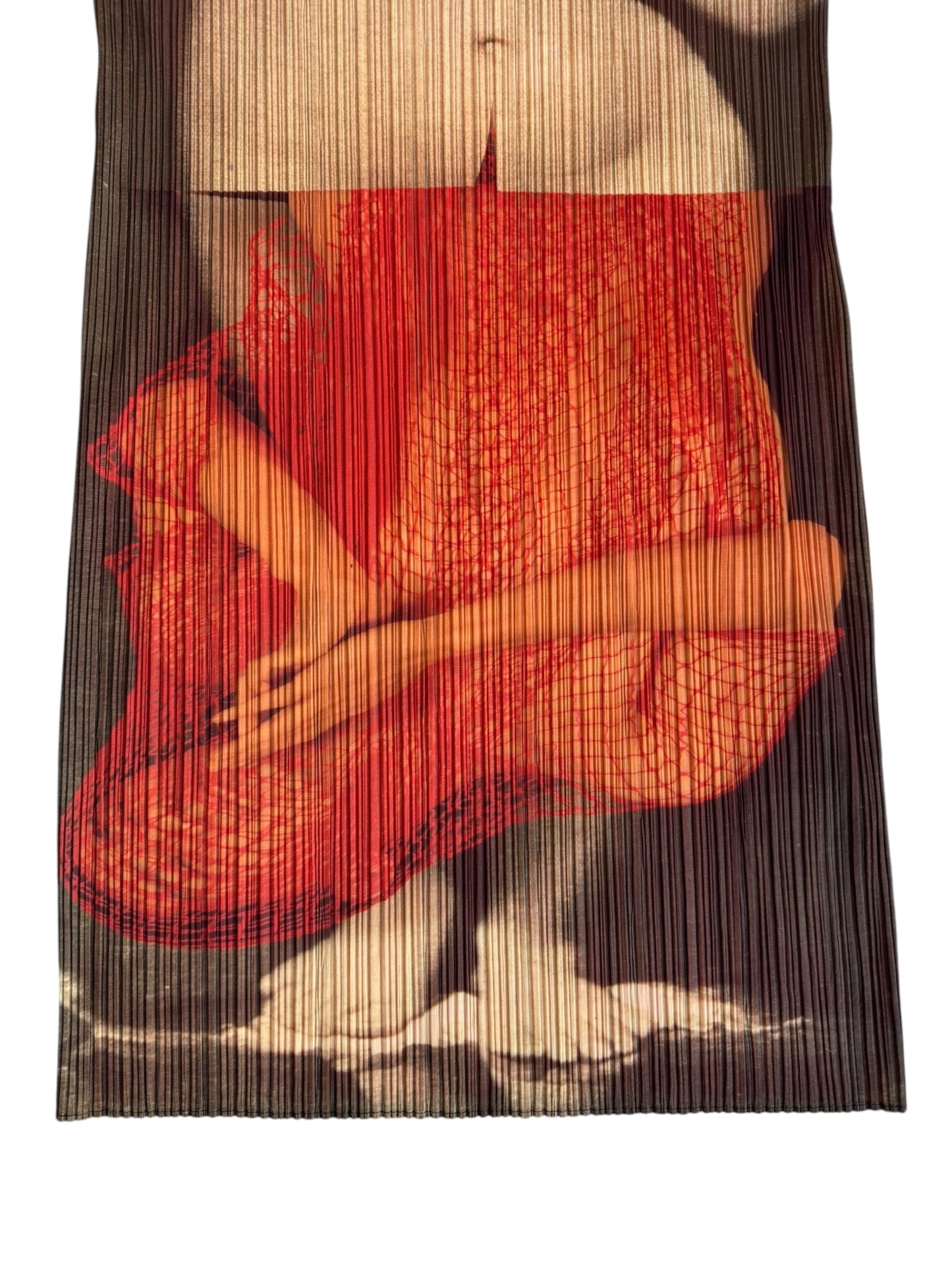 PLEATS PLEASE ISSEY MIYAKE FW1996 X YASUMASA MORIMURA « LA SOURCE PORTRAIT » PLEATED MAXI DRESS