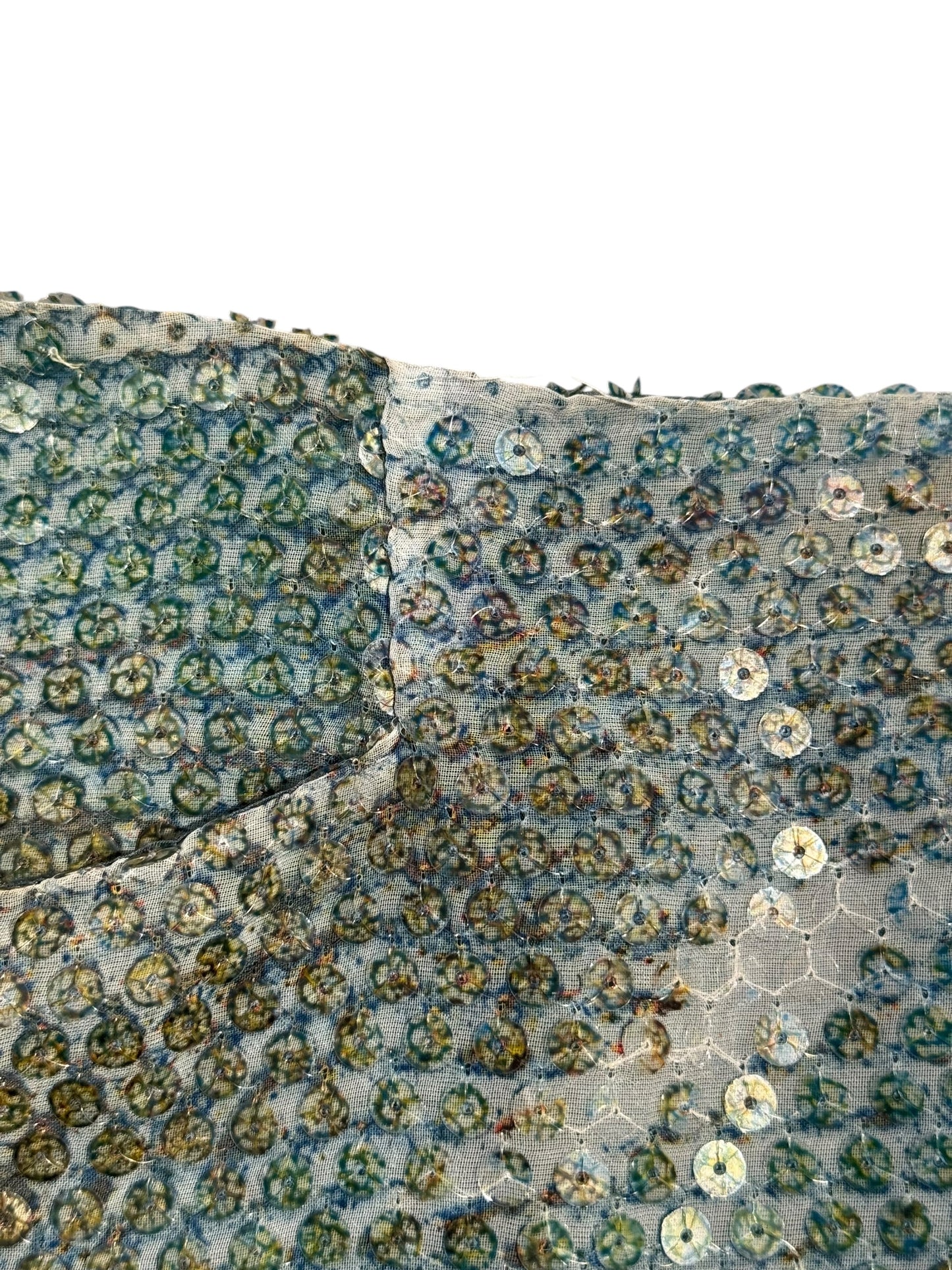 ALEXANDER MCQUEEN SS1997 «LA POUPÉE» BLUE SEQUINS DOLPHIN PRINT BUMSTER MIDI SKIRT