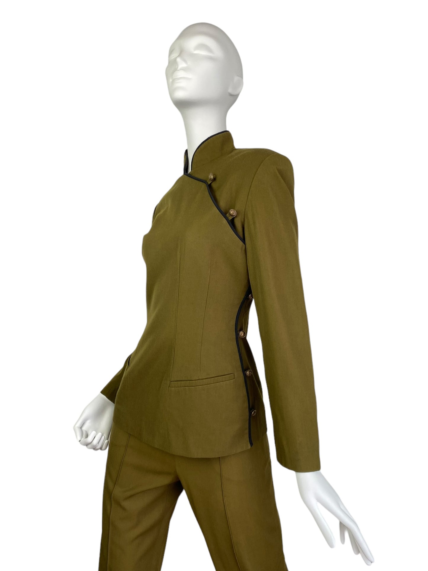 PLEIN SUD 1980s OLIVE GREEN SUIT (BLAZER+PANTS)