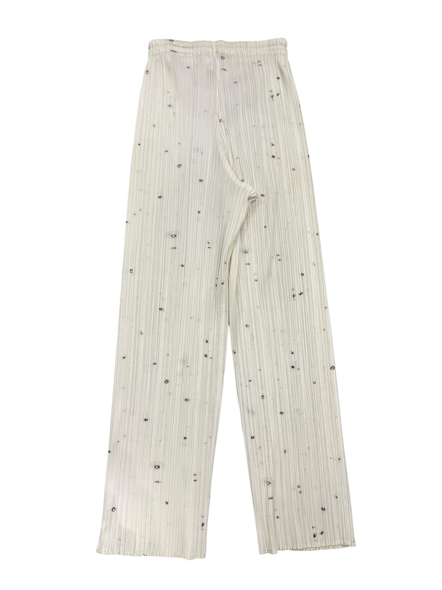 PLEATS PLEASE ISSEY MIYAKE 1998 X CAI GUO-QIANG GUNPOWDER PRINT PLEATED 3P. SET (TOP, PANTS & TUNIC)