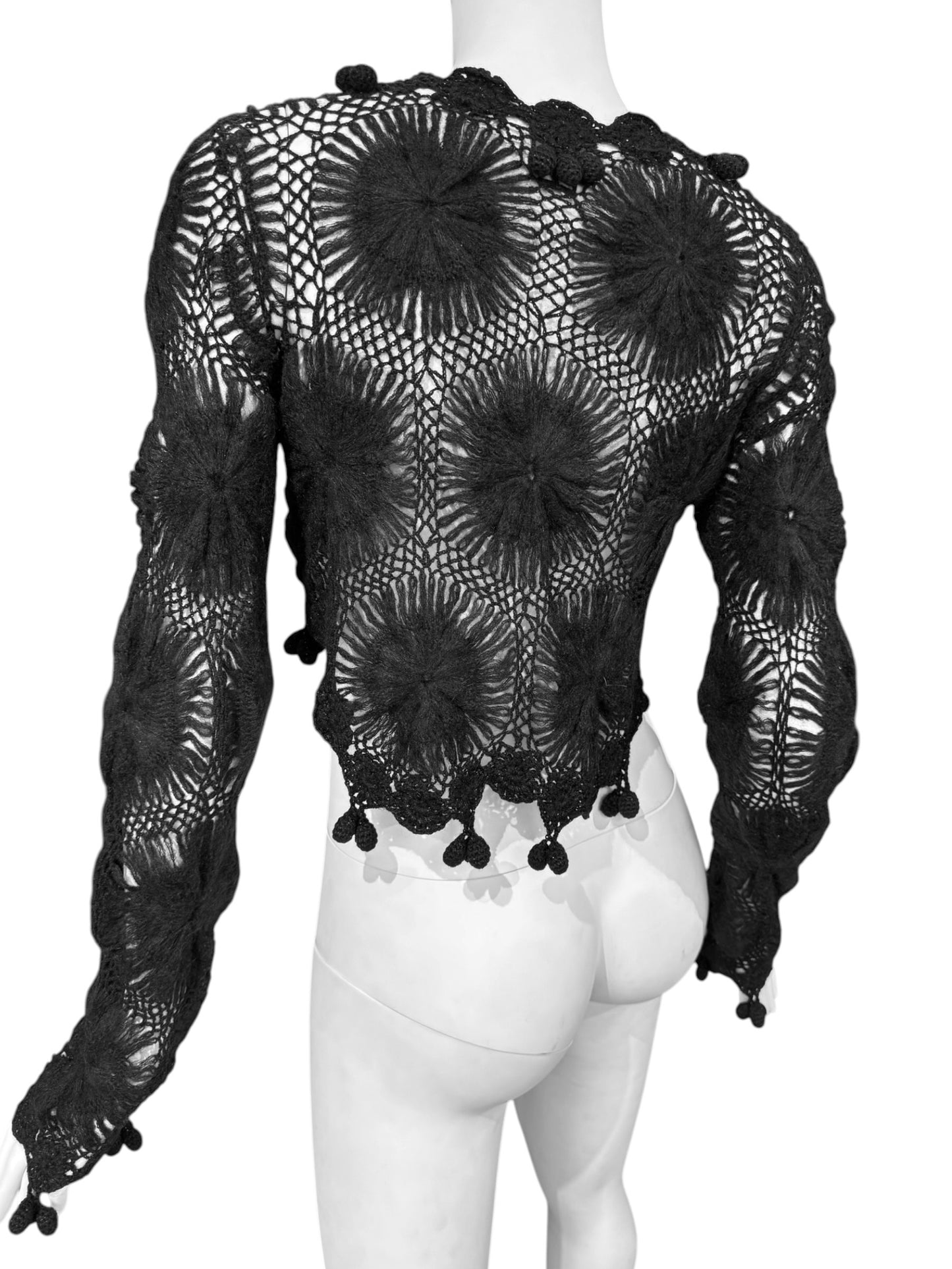 JOHN GALLIANO 2000s BLACK MOHAIR CROCHET CARDIGAN