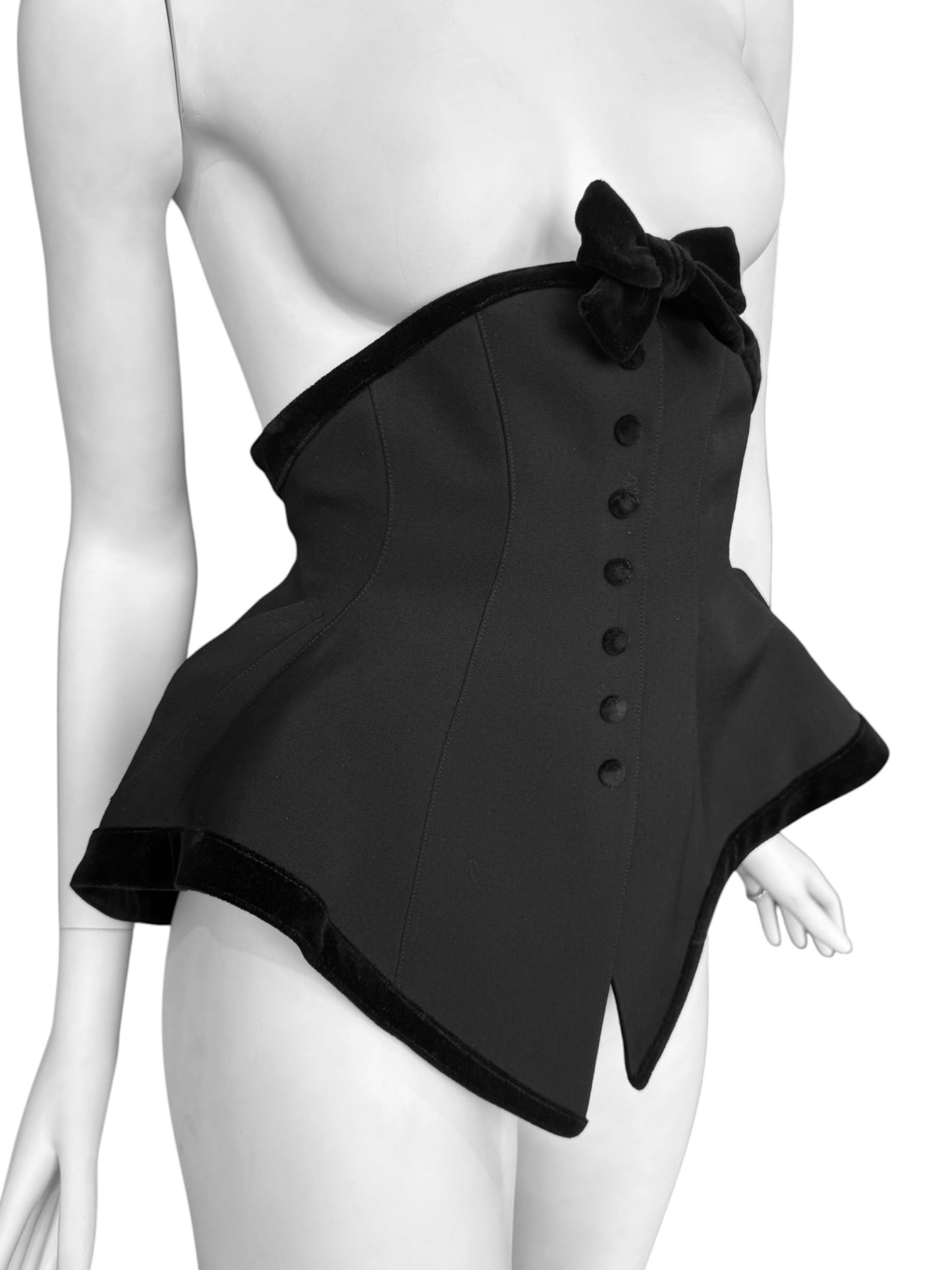 THIERRY MUGLER SS1997 ‘LES INSECTES’ BLACK WOOL HOURGLASS CORSET