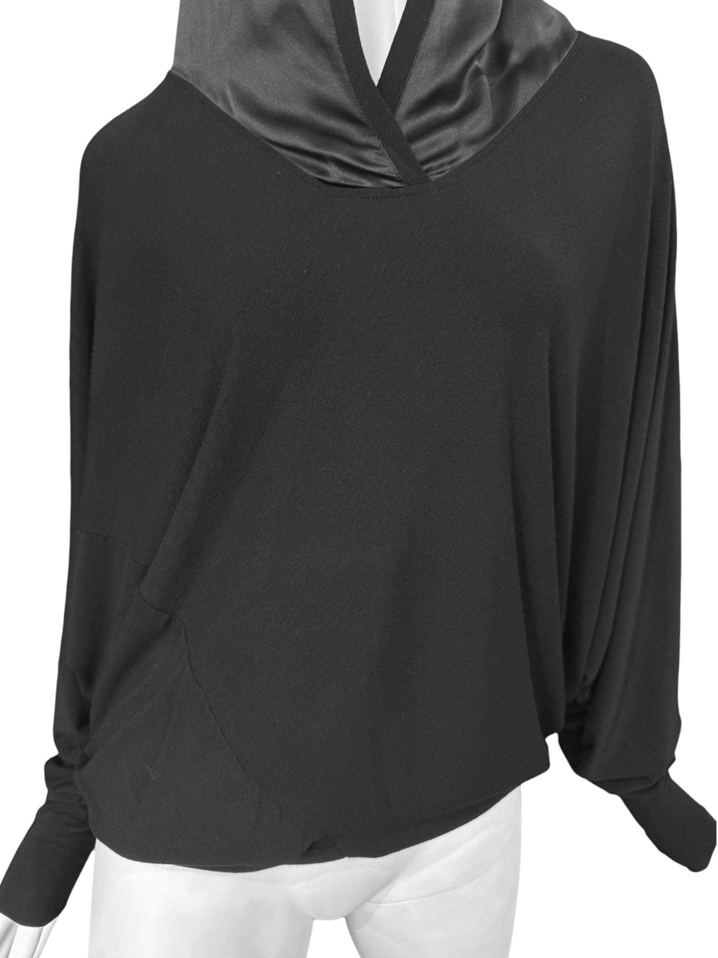 PLEIN SUD JEANIUS FW2013 BLACK HOODED BATWING SLEEVES SWEATER