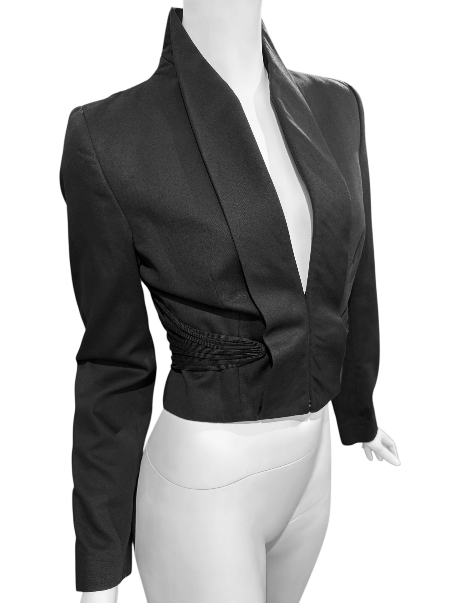 ALEXANDER MCQUEEN SS2002 «THE DANCE OF THE TWISTED BULL» BLACK LACE-UP BLAZER