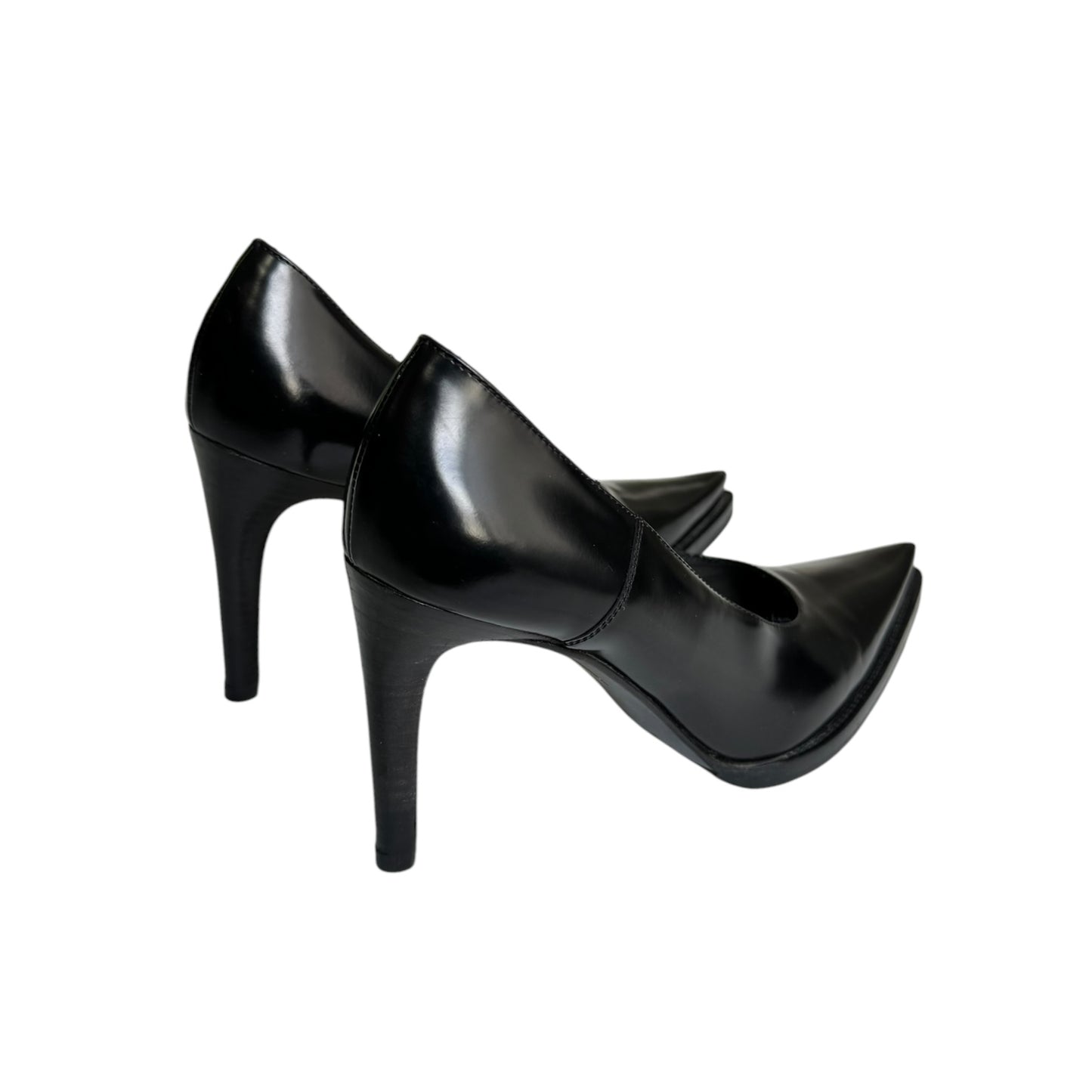 MIU MIU 1990s BLACK PATENT LEATHER CHUNKY SOLE HEELS